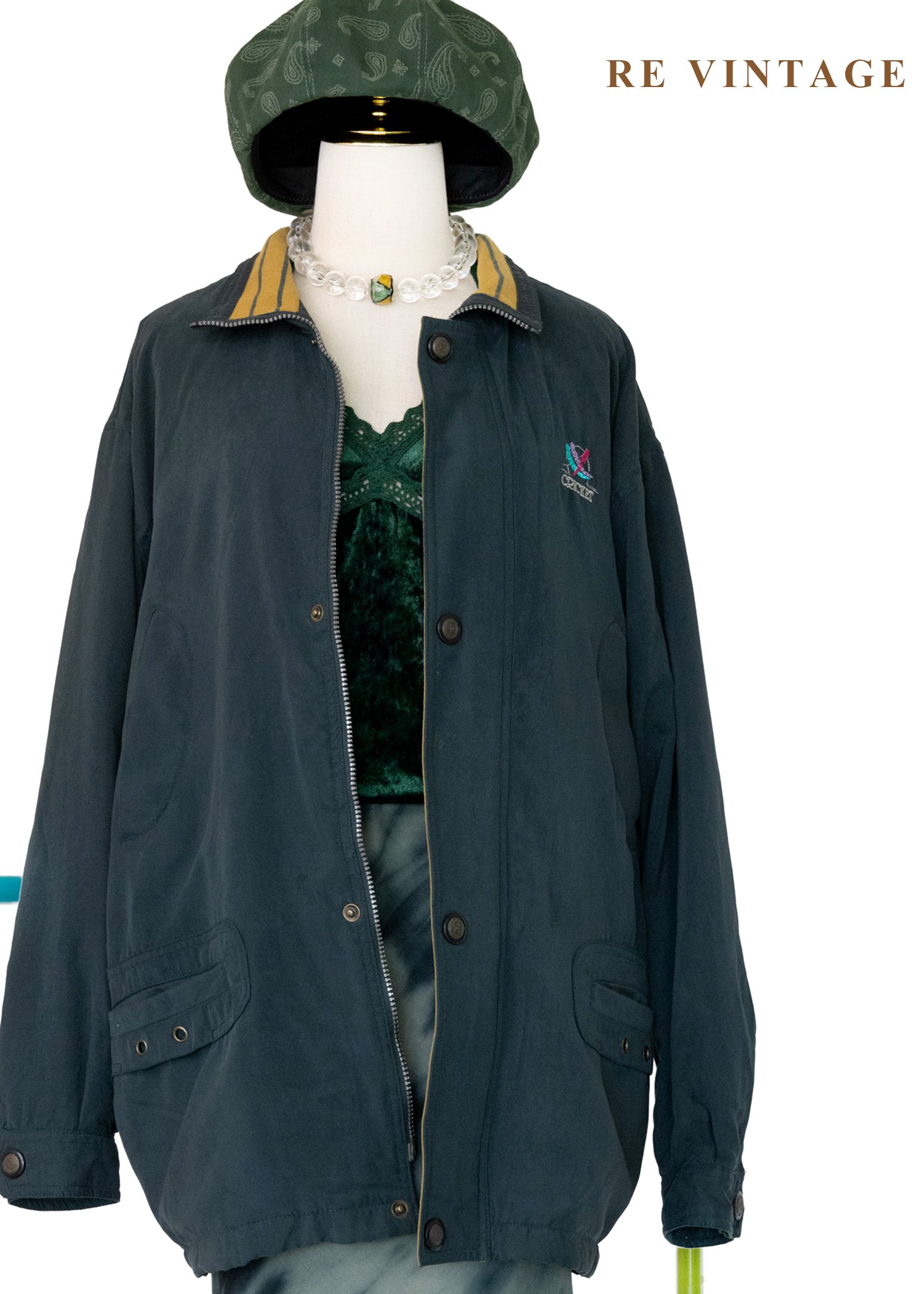 城市獵人 - 百搭墨綠寬鬆夾克外套