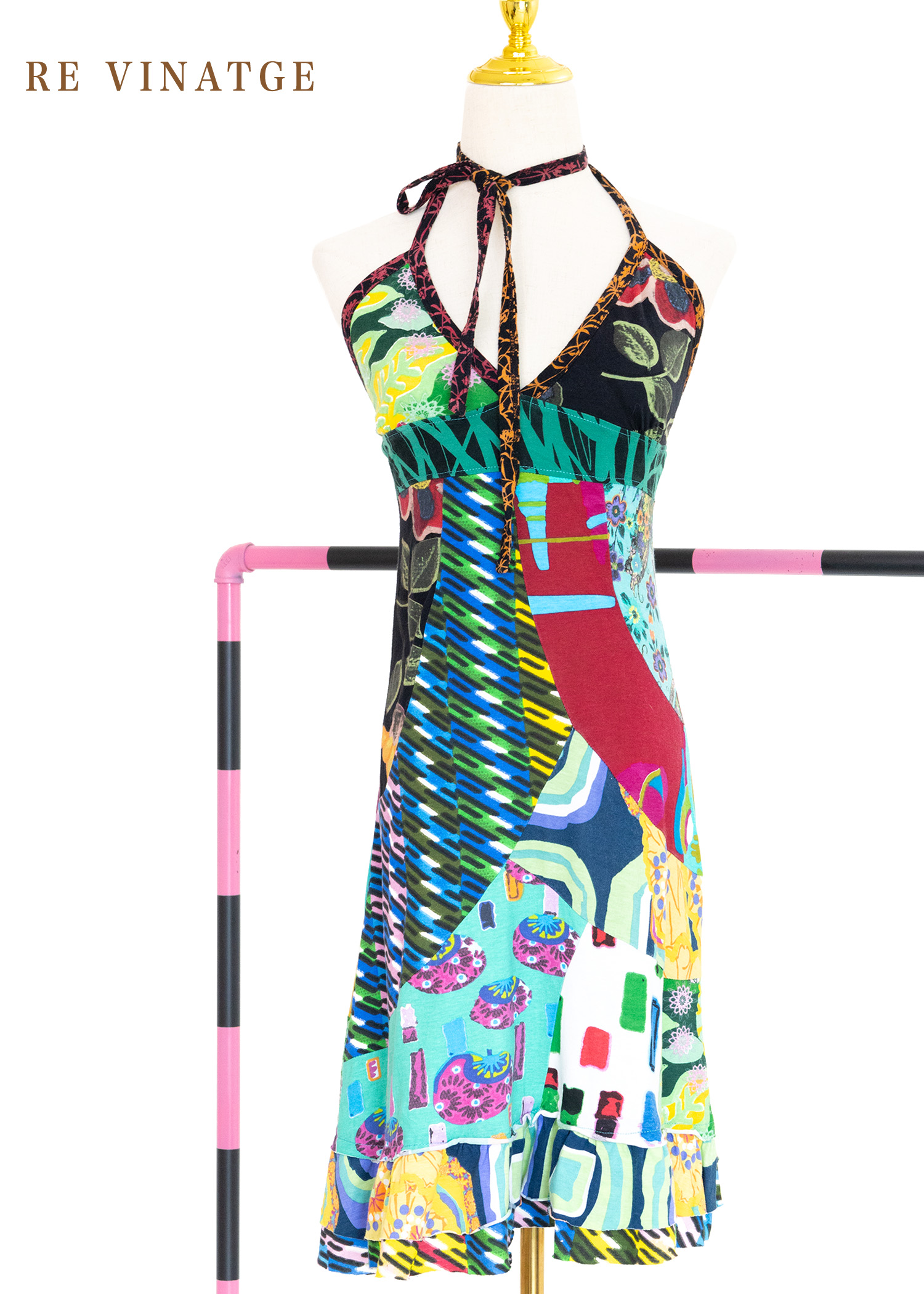 『歐洲寶物-巴黎』Art Collage 超美拼接繞頸洋裝