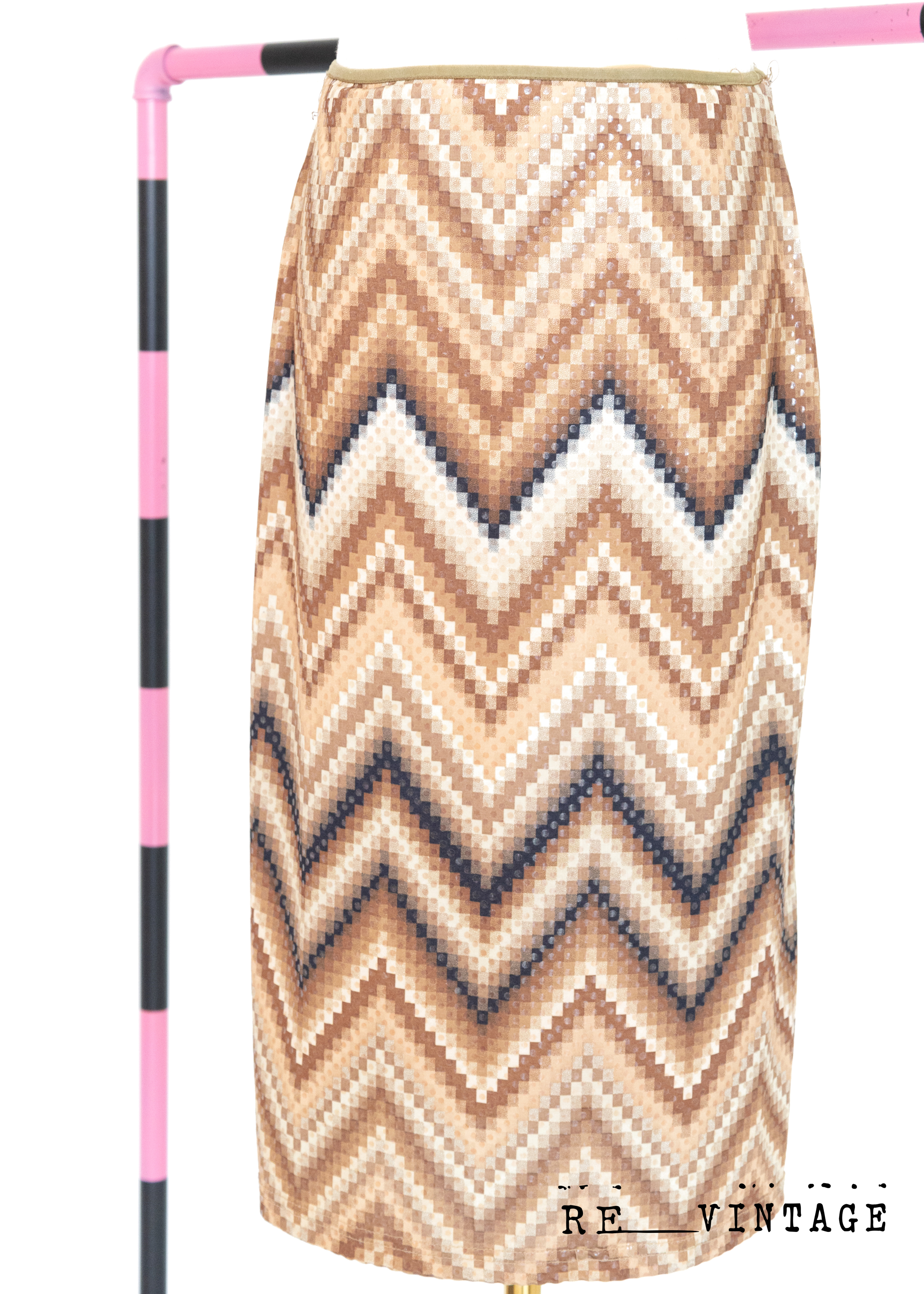 馬賽克の漸層波紋中長裙