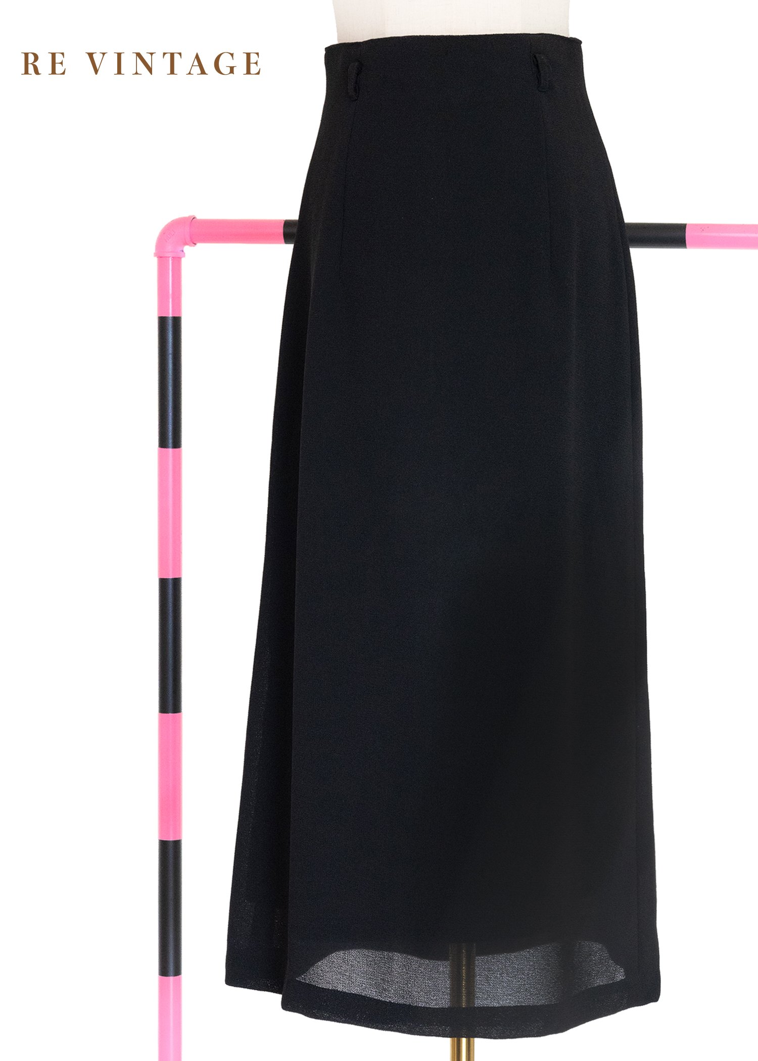 必備單品 - 質感黑高腰中長裙（24"）