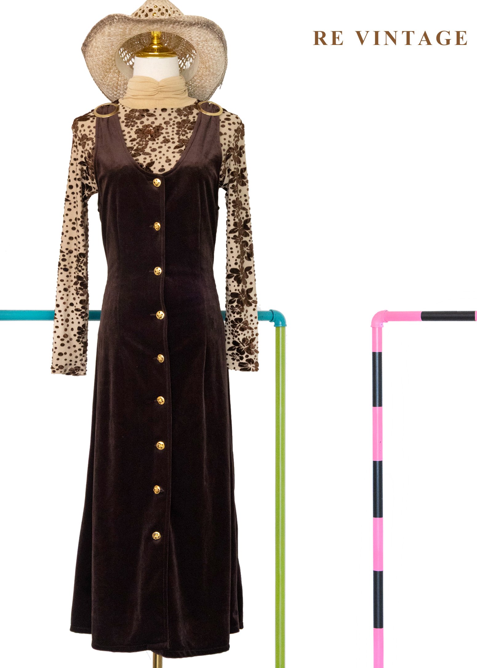 質感單品 - 金圈摩卡絨布長洋裝