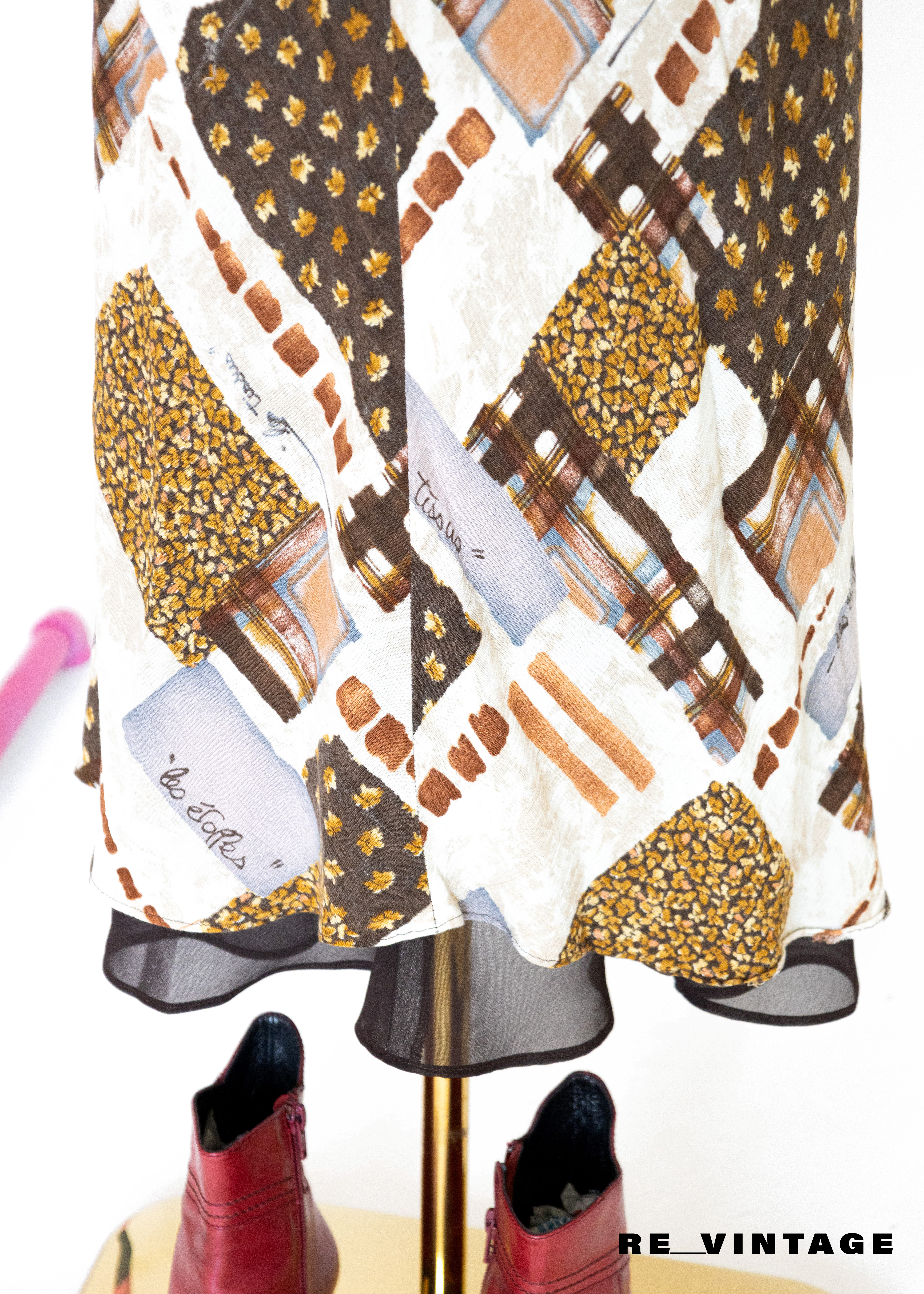 焦糖方糖棉質長裙