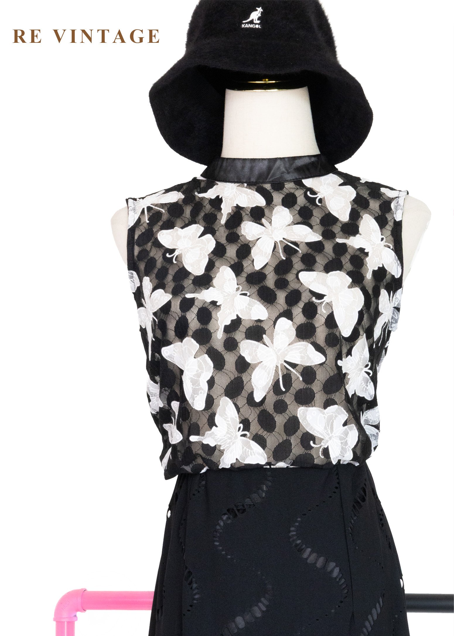 黑夜蝶舞網紗背心