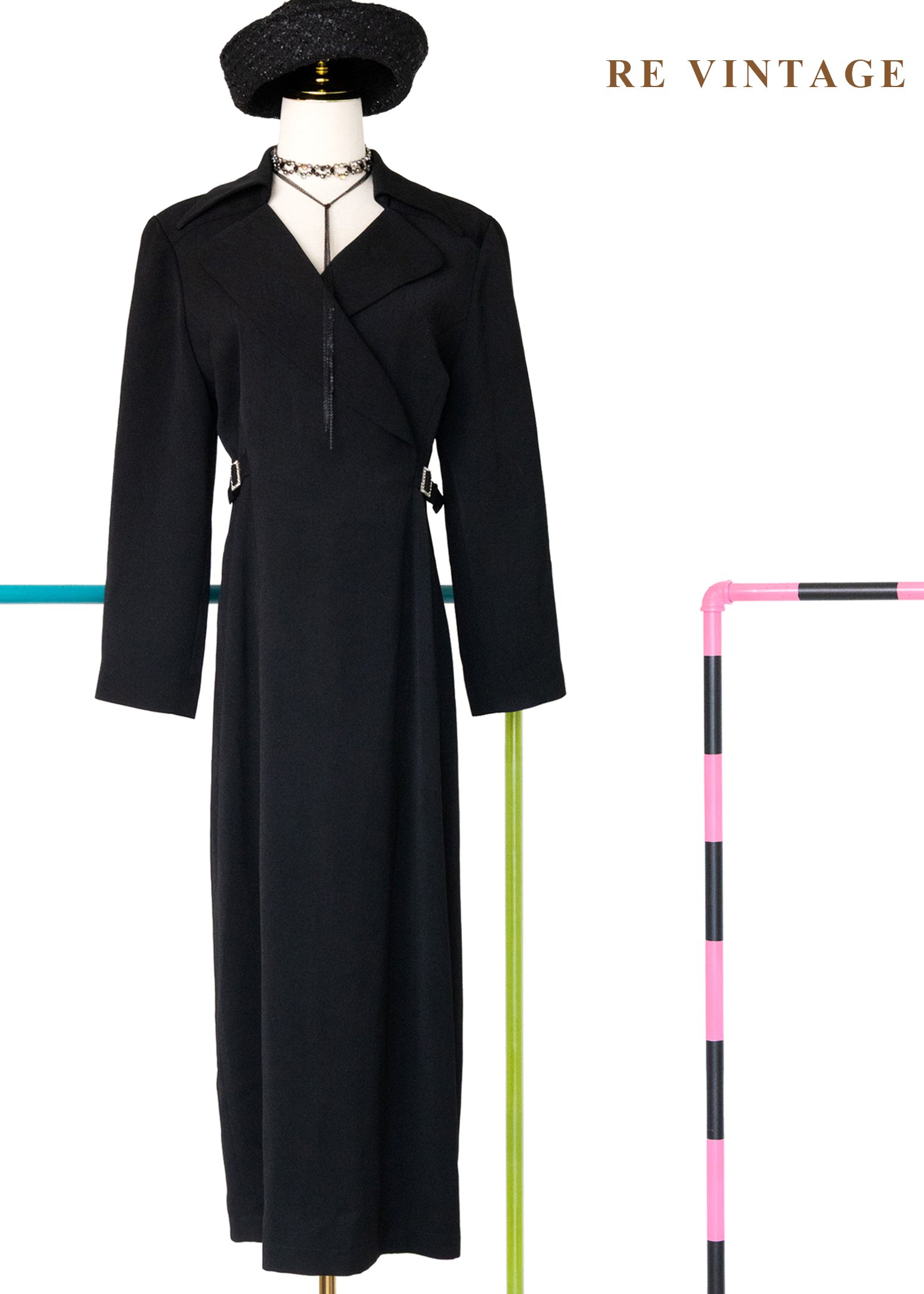 黑曜石影女王西裝式長洋裝