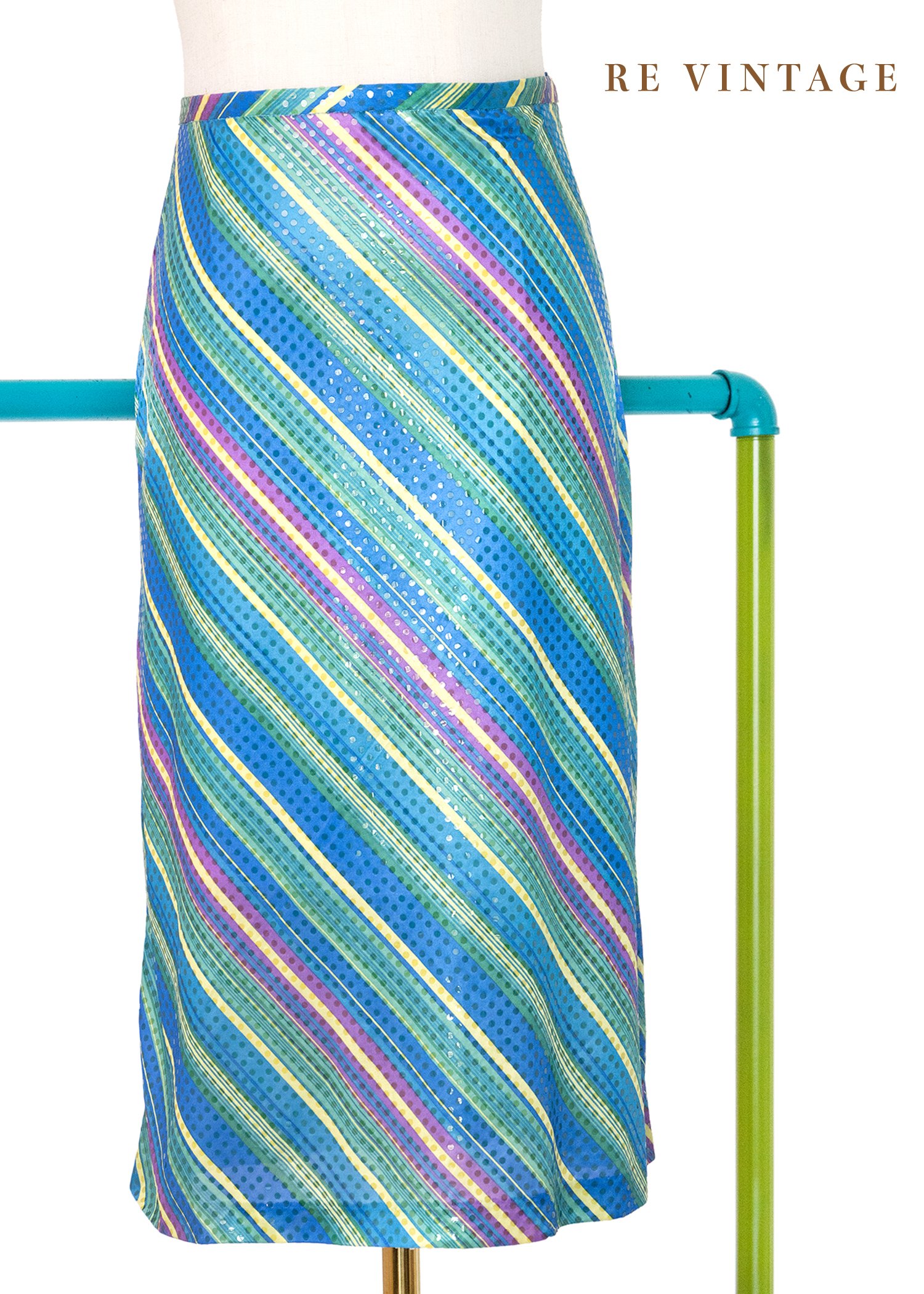 閃亮彩虹小點點斜紋及膝裙（28"）