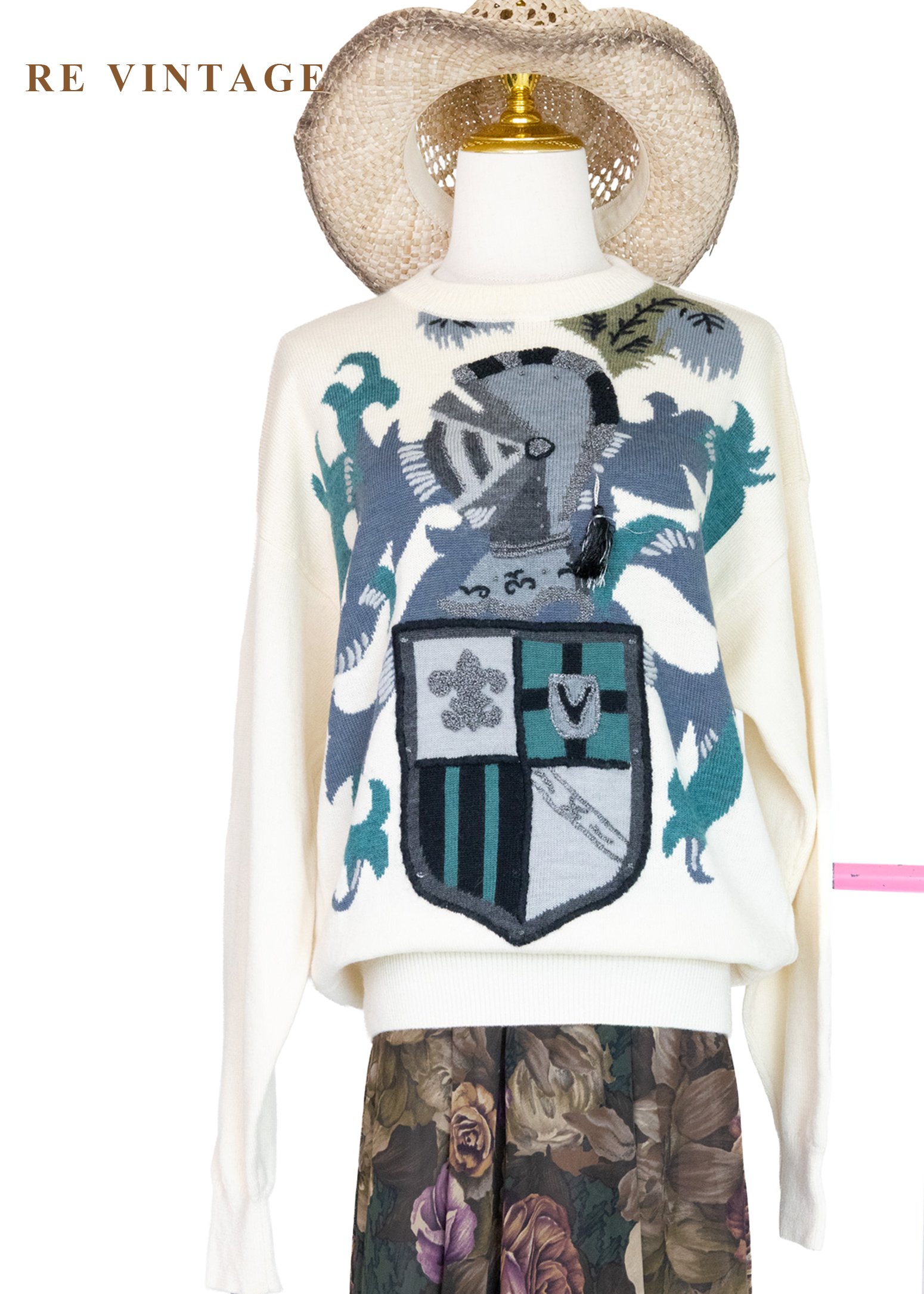 騎士中世紀徽章刺繡針織毛衣