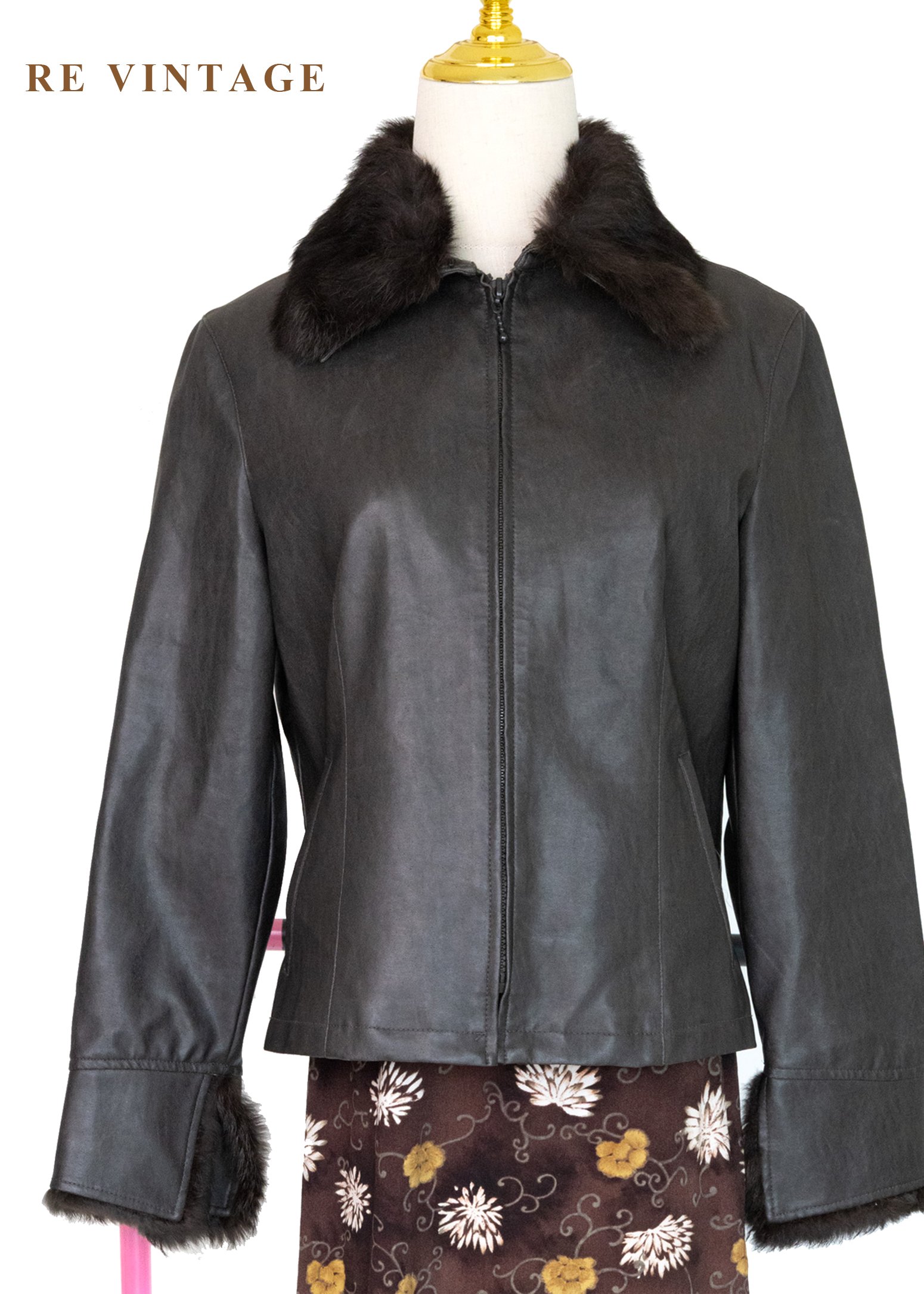 好萊塢名媛黑棕斑紋皮革外套