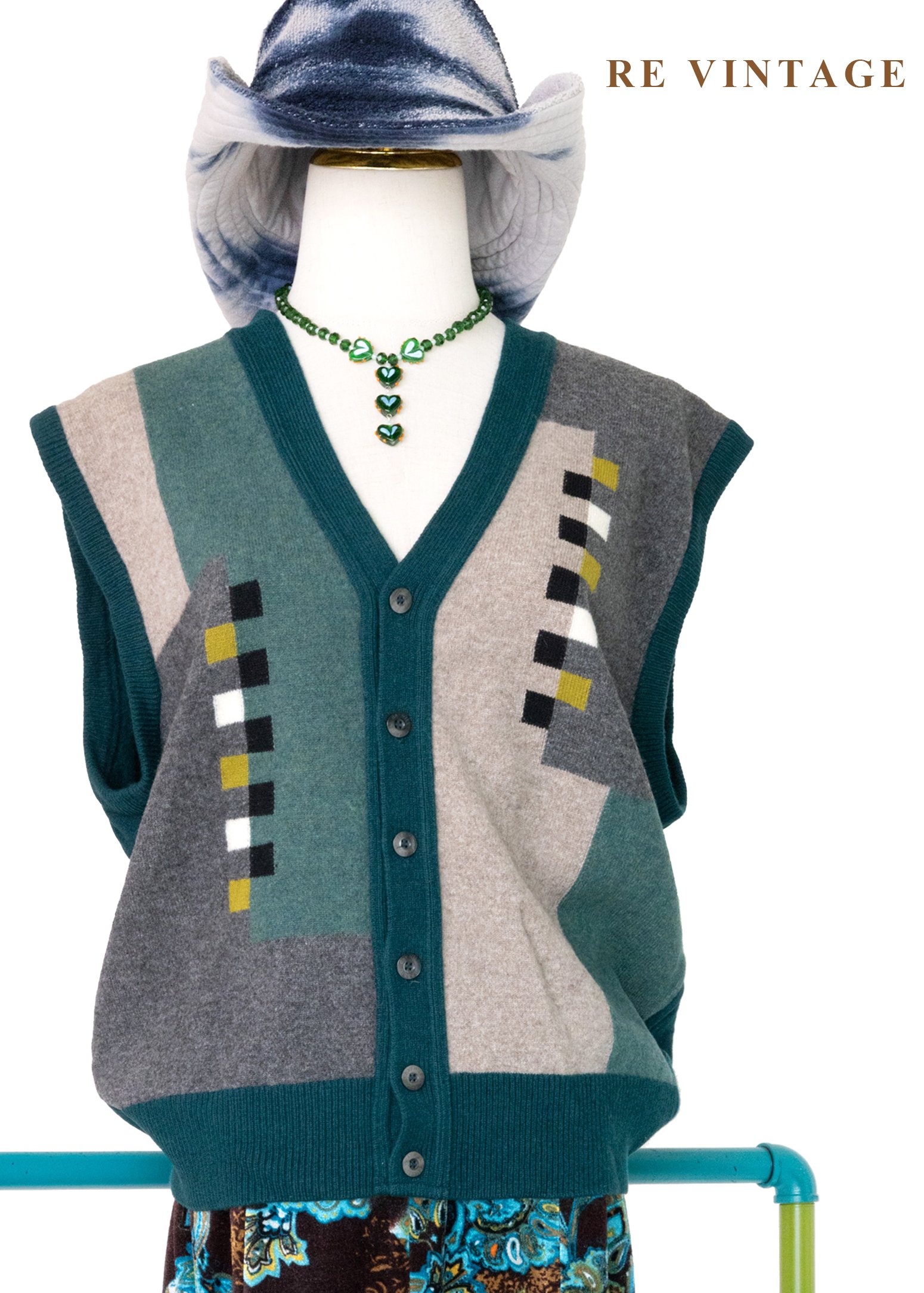 色塊跳動節奏毛料針織背心