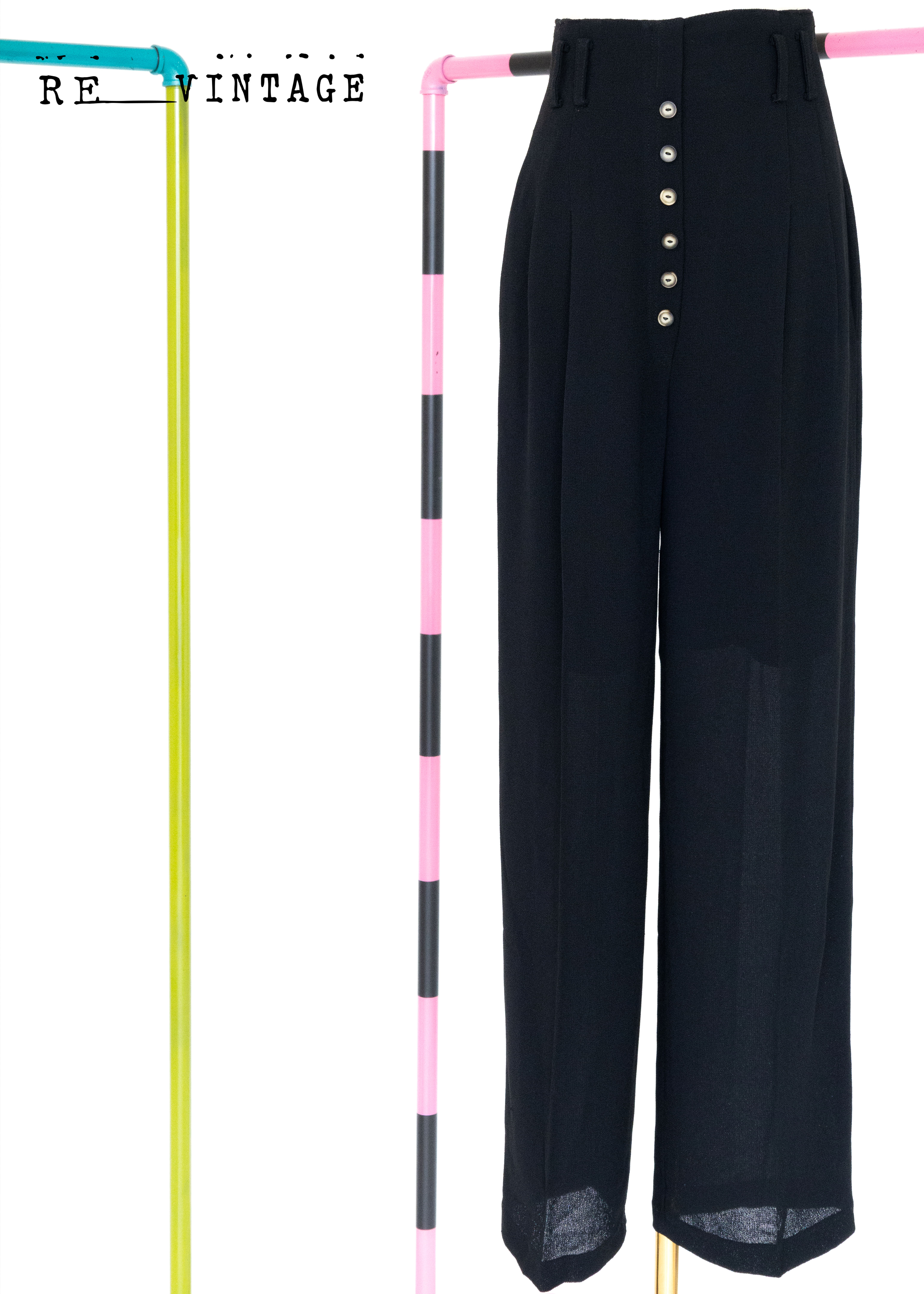 高腰寬版質感黑色長褲（24.5）