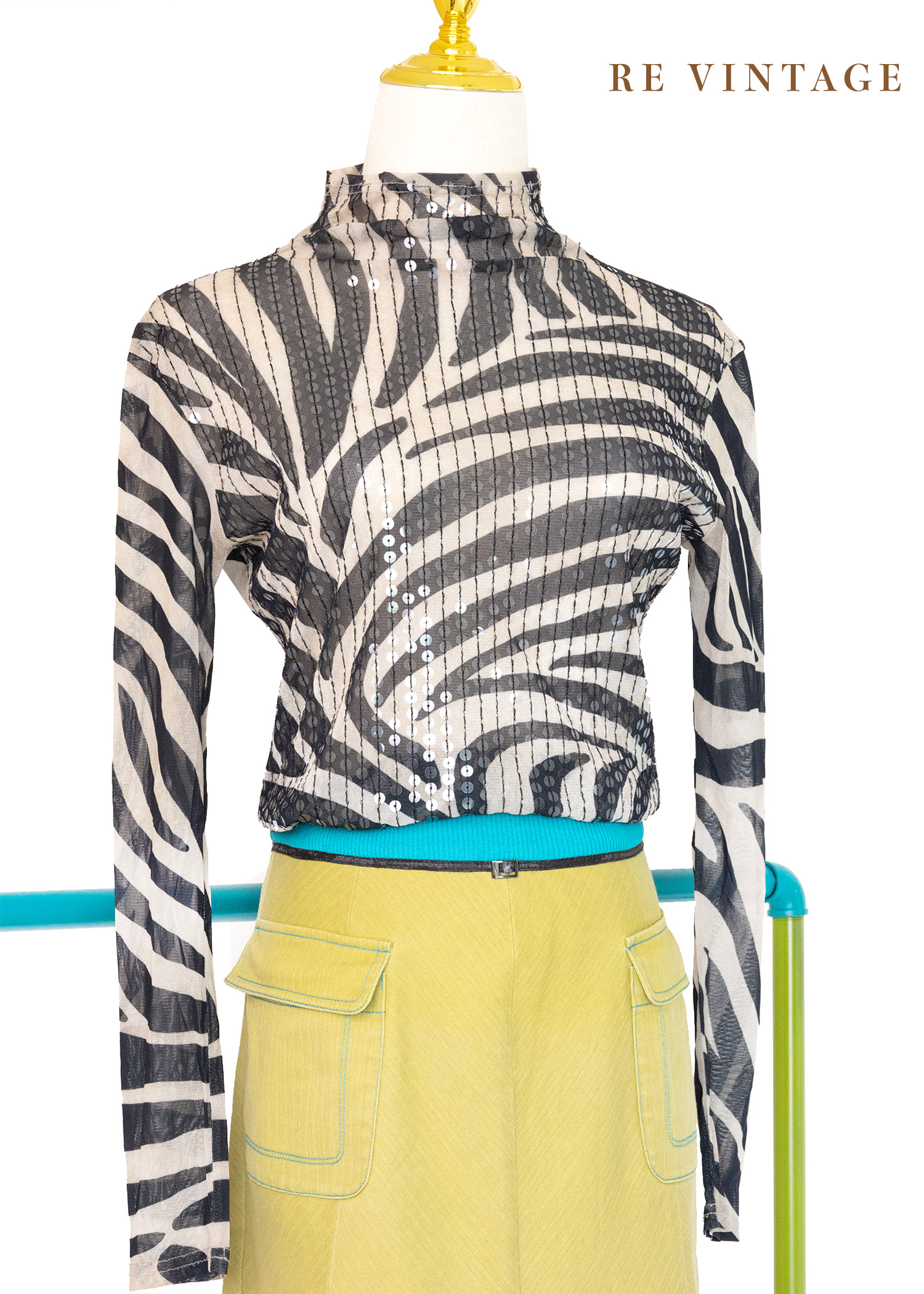 閃亮斑馬網紗上衣