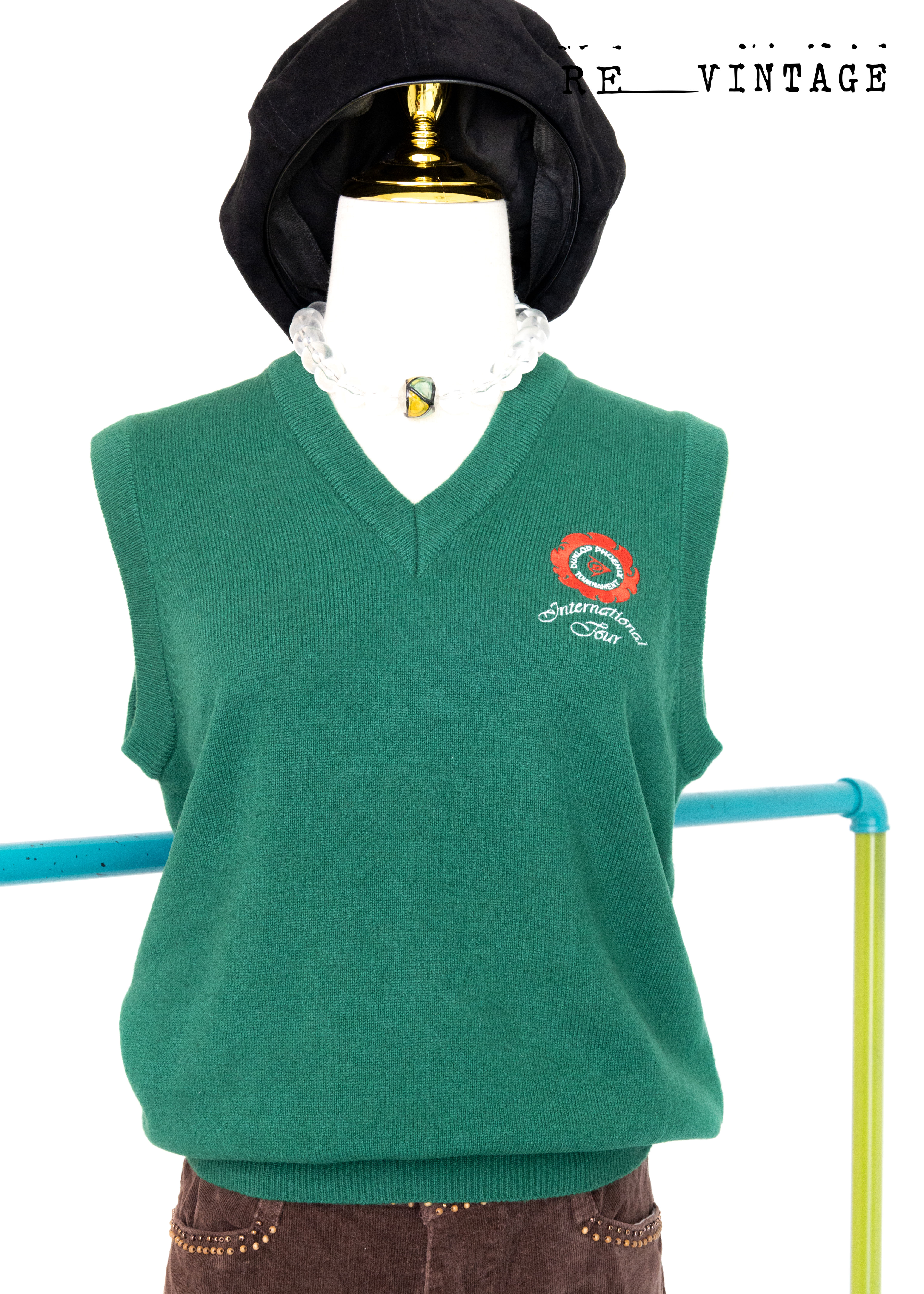 寶綠色毛衣針織背心