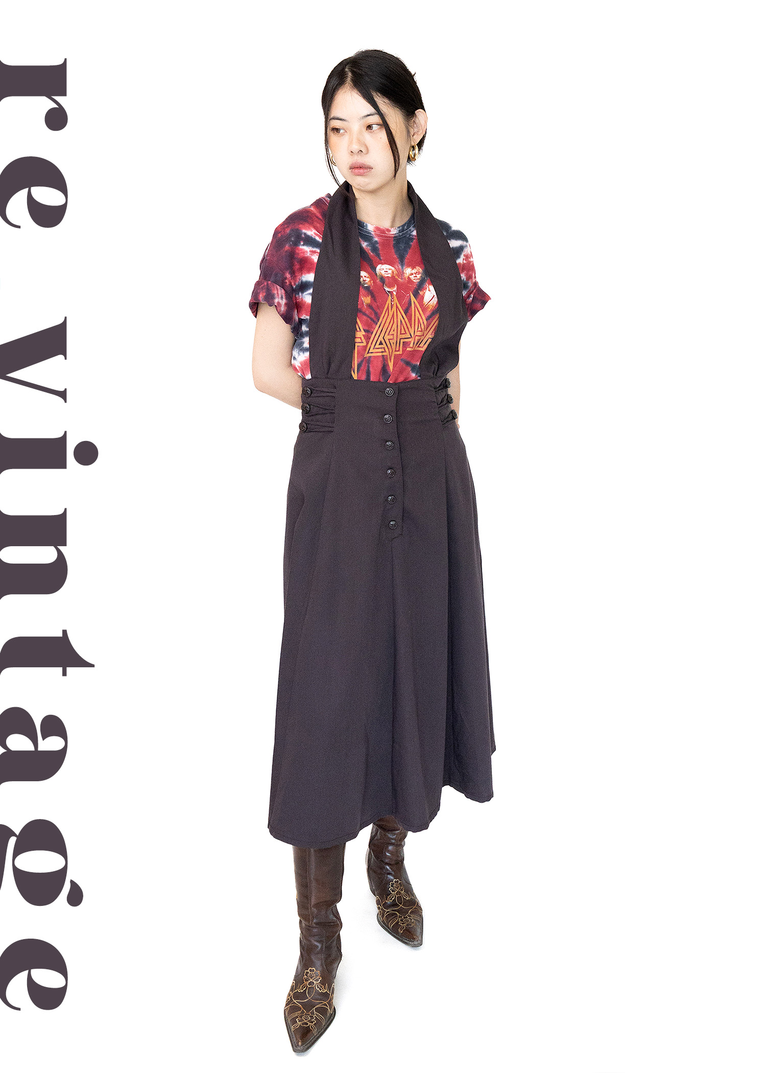 深灰色高腰繞頸One Day 洋裝