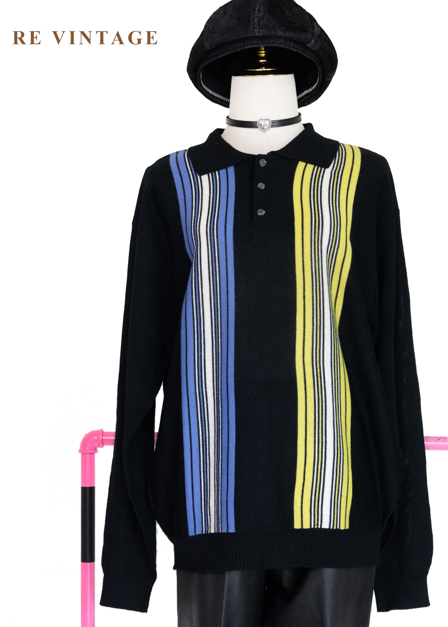 電波對決雙色直條紋針織上衣