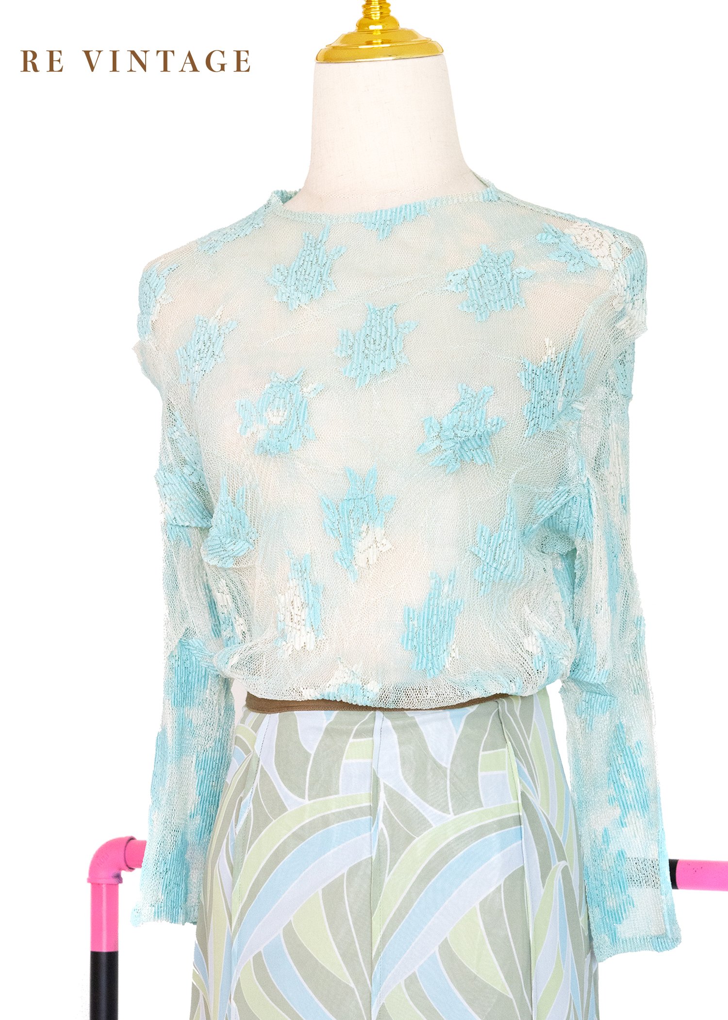 微光地中海顯白有氣質的網紗上衣