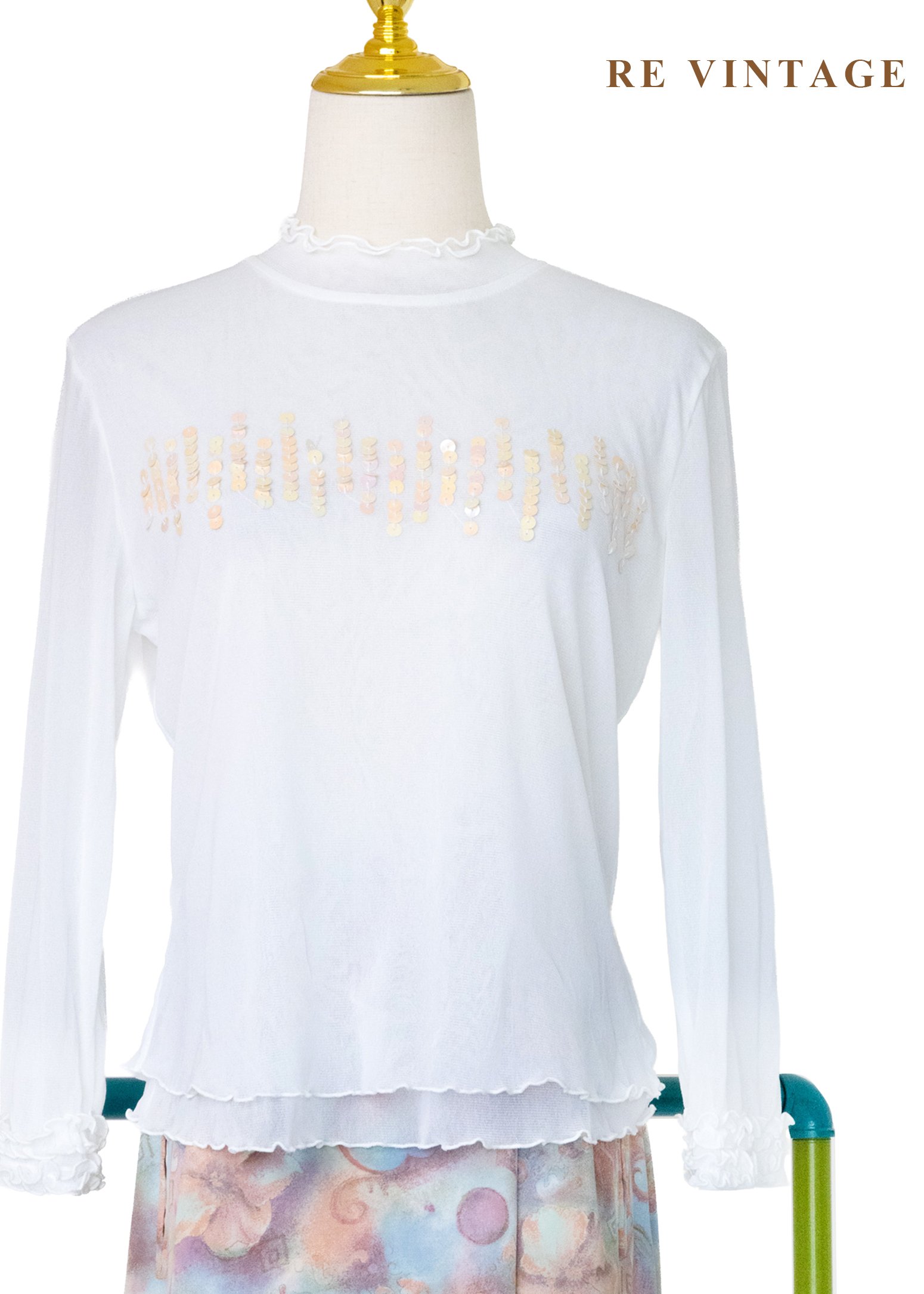 橘光亮片雪白精靈上衣