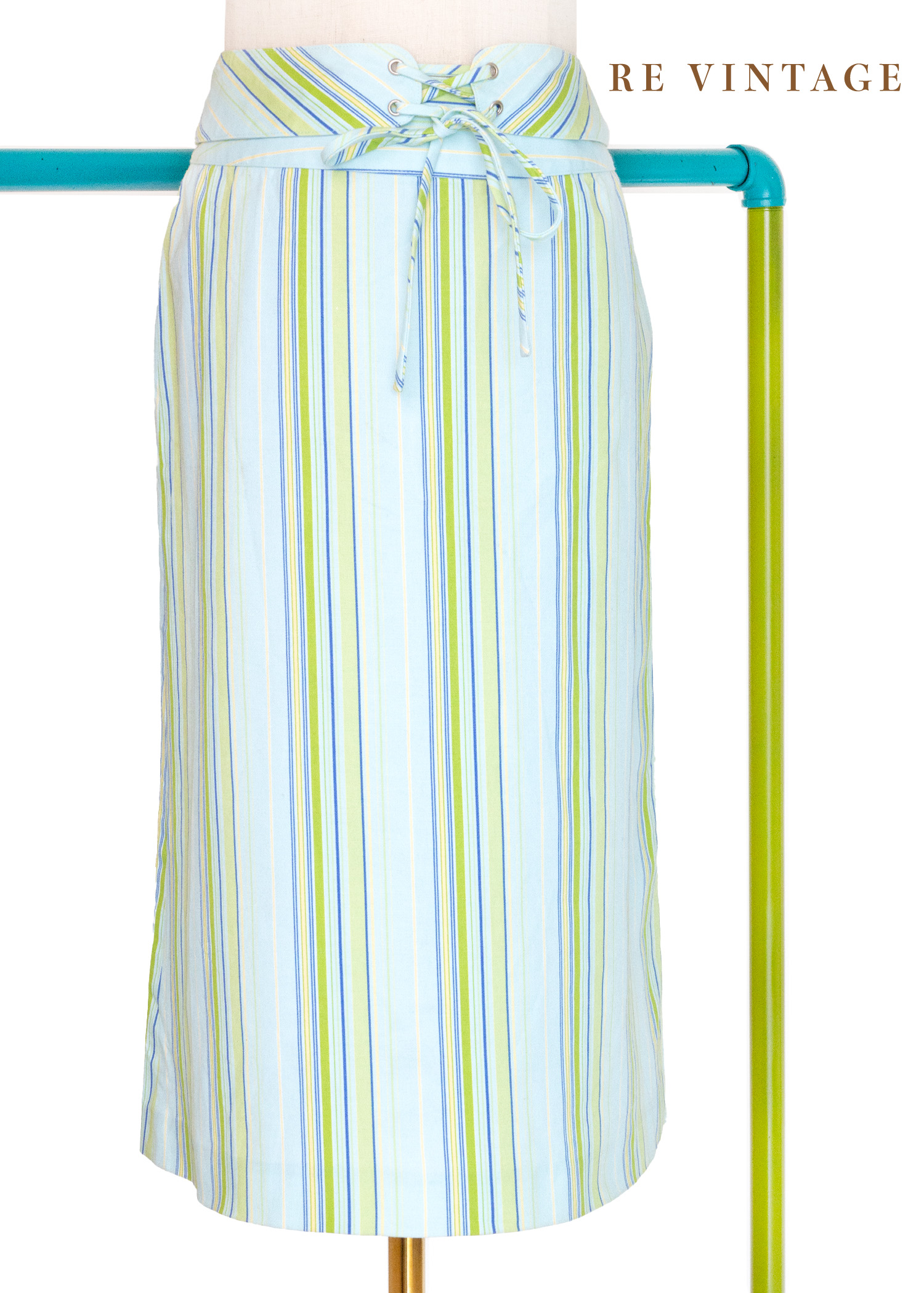 薄荷糖線條及膝裙裙（26"）