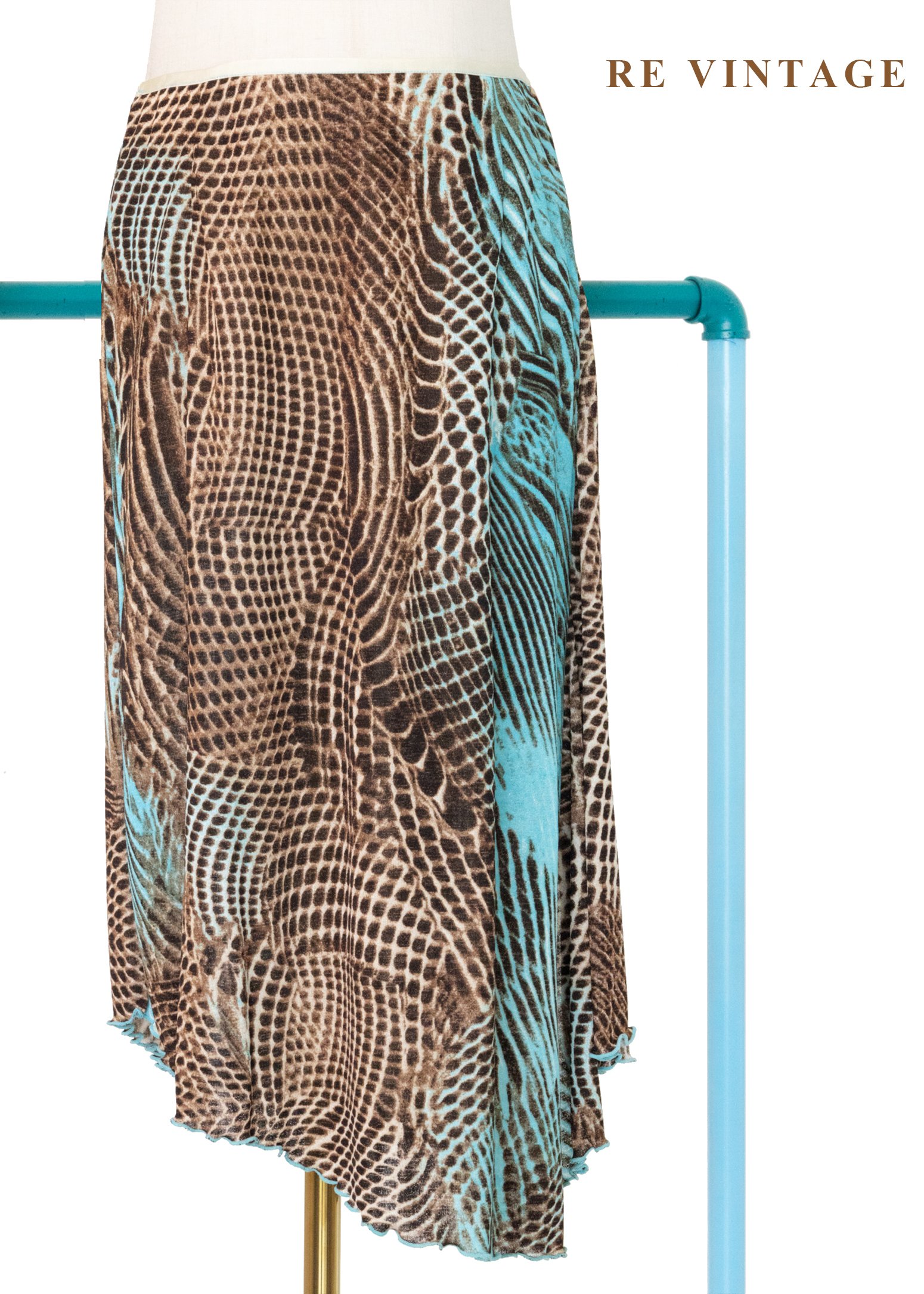 蛇紋錯位美感 - 湖水藍幻象及膝裙（24-29"）