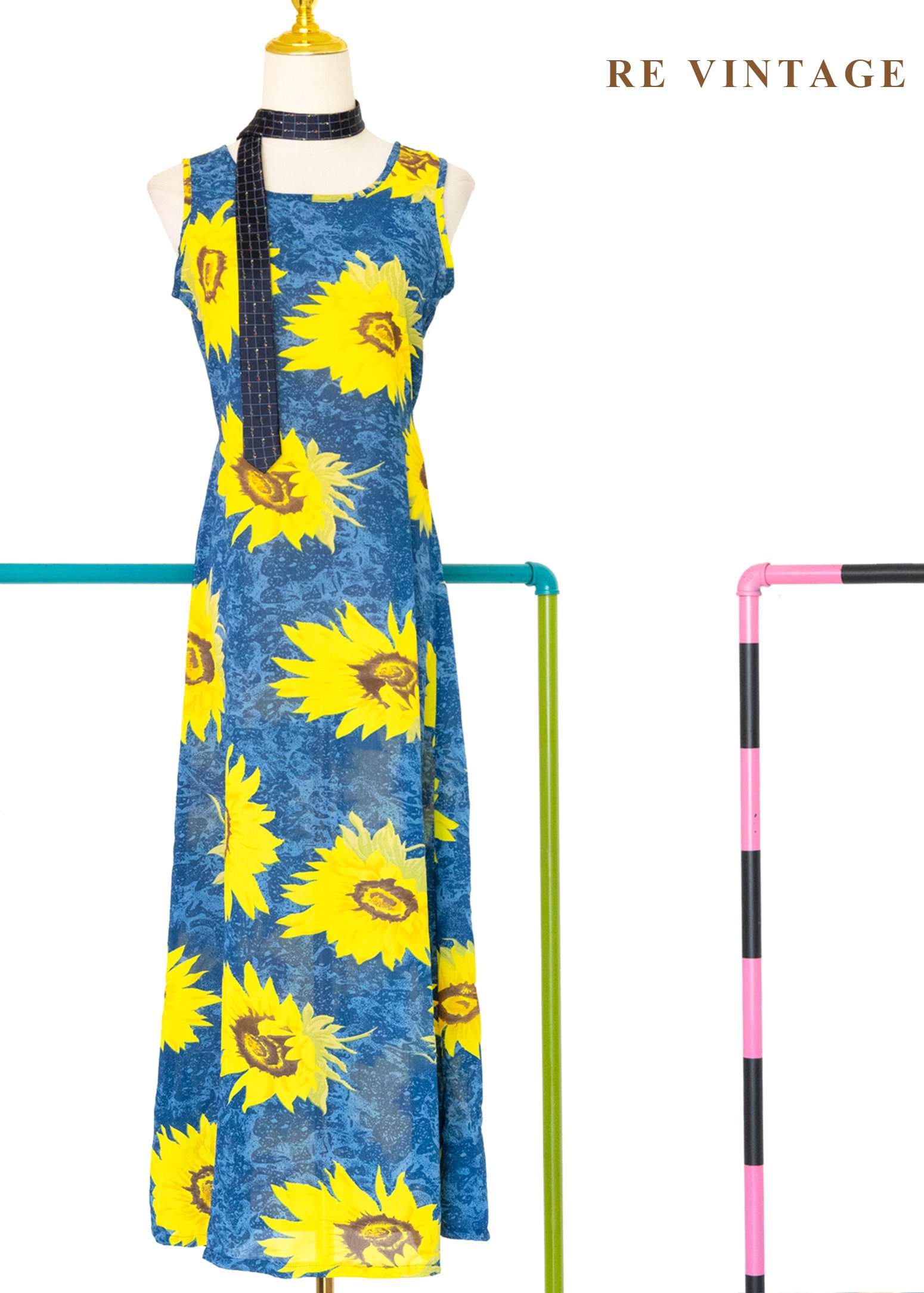 盛夏向日葵 - 海水藍無袖長洋裝