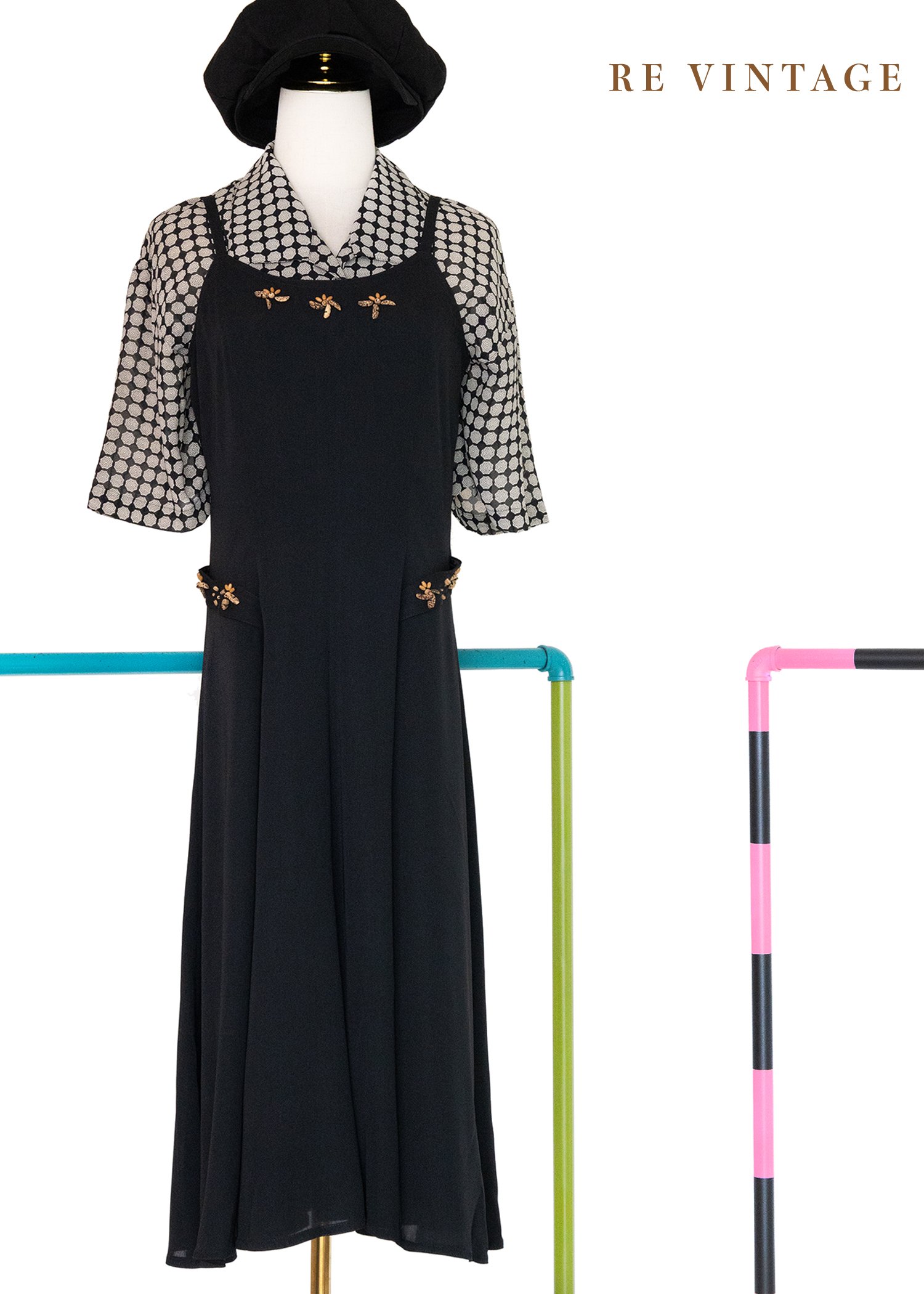 質感單品 - 黑系木珠吊帶長裙