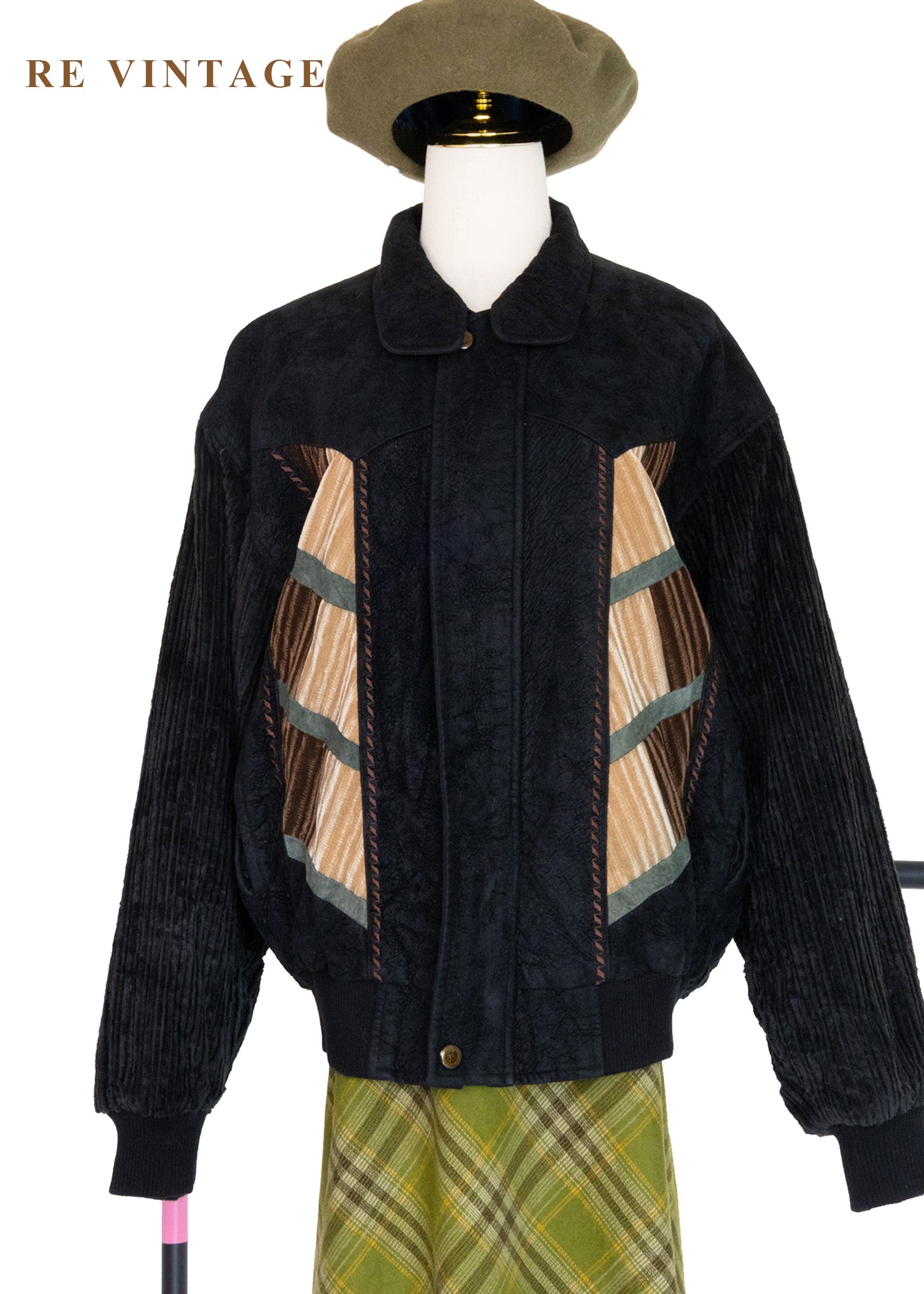 藍黑色森林年輪燈芯絨夾克外套