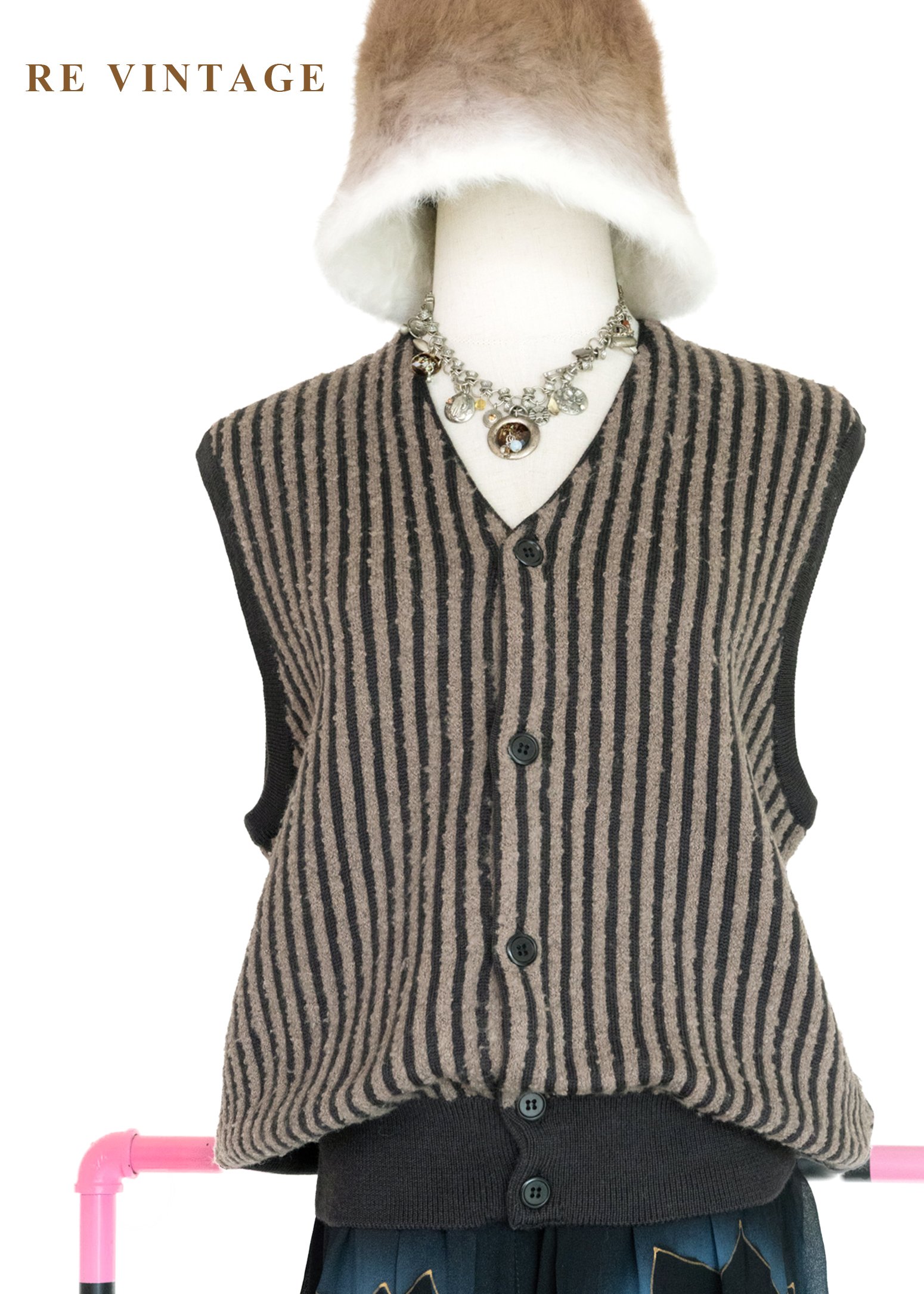 日本製 - 時光迴路摩卡棕針織背心