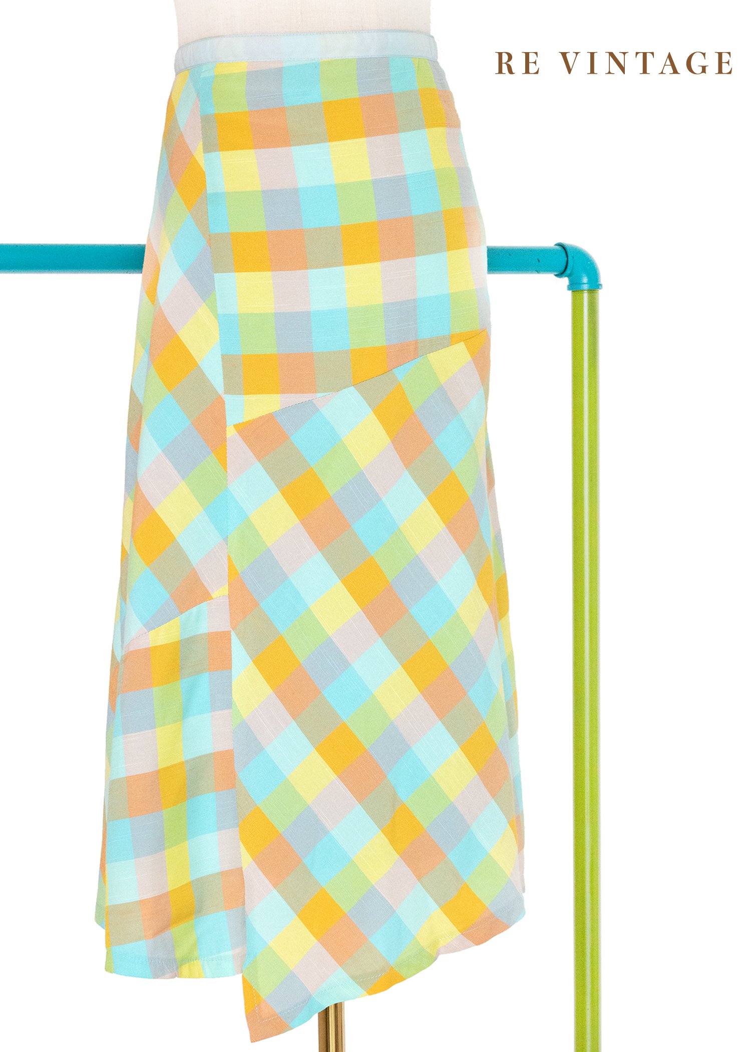 香港製 - 甜蜜方塊糖不規則下擺美裙（26"）