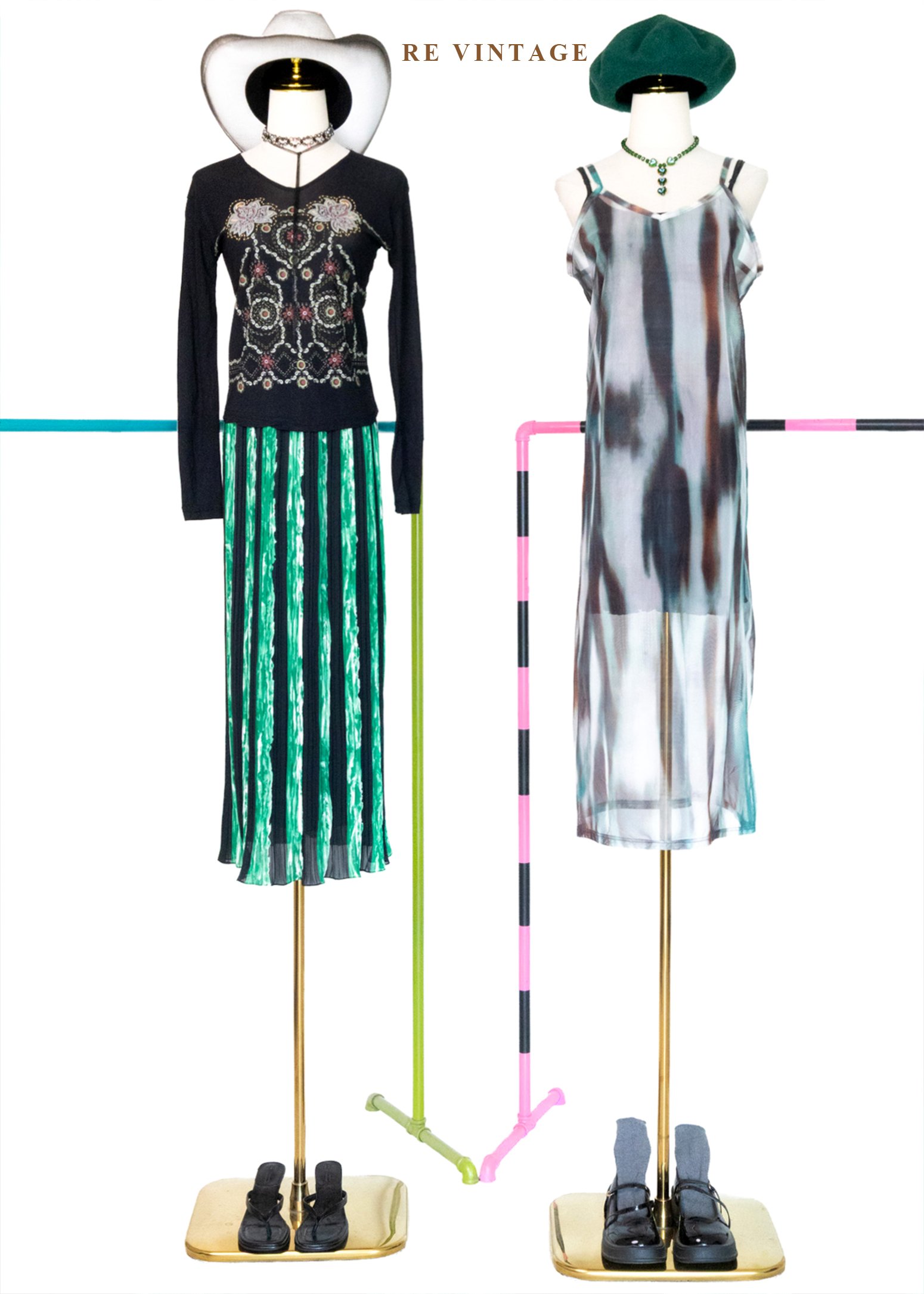 霧落森林的影子  -浪漫水墨雪紡長洋