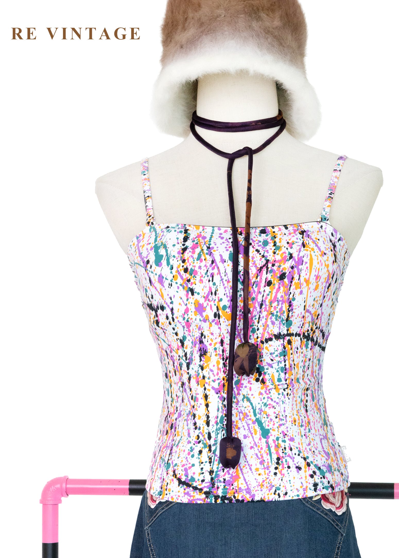 瘋狂潑彩藝術細肩帶背心