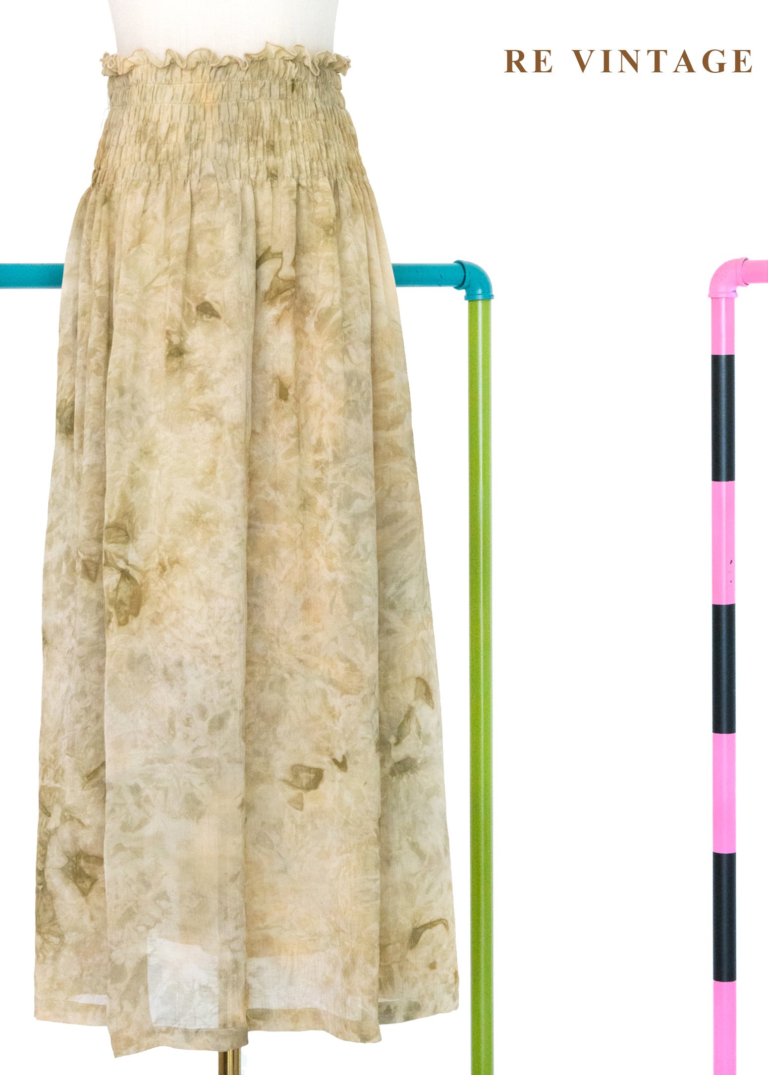 黃棕色霧氣自然暈染長裙（22-28"）