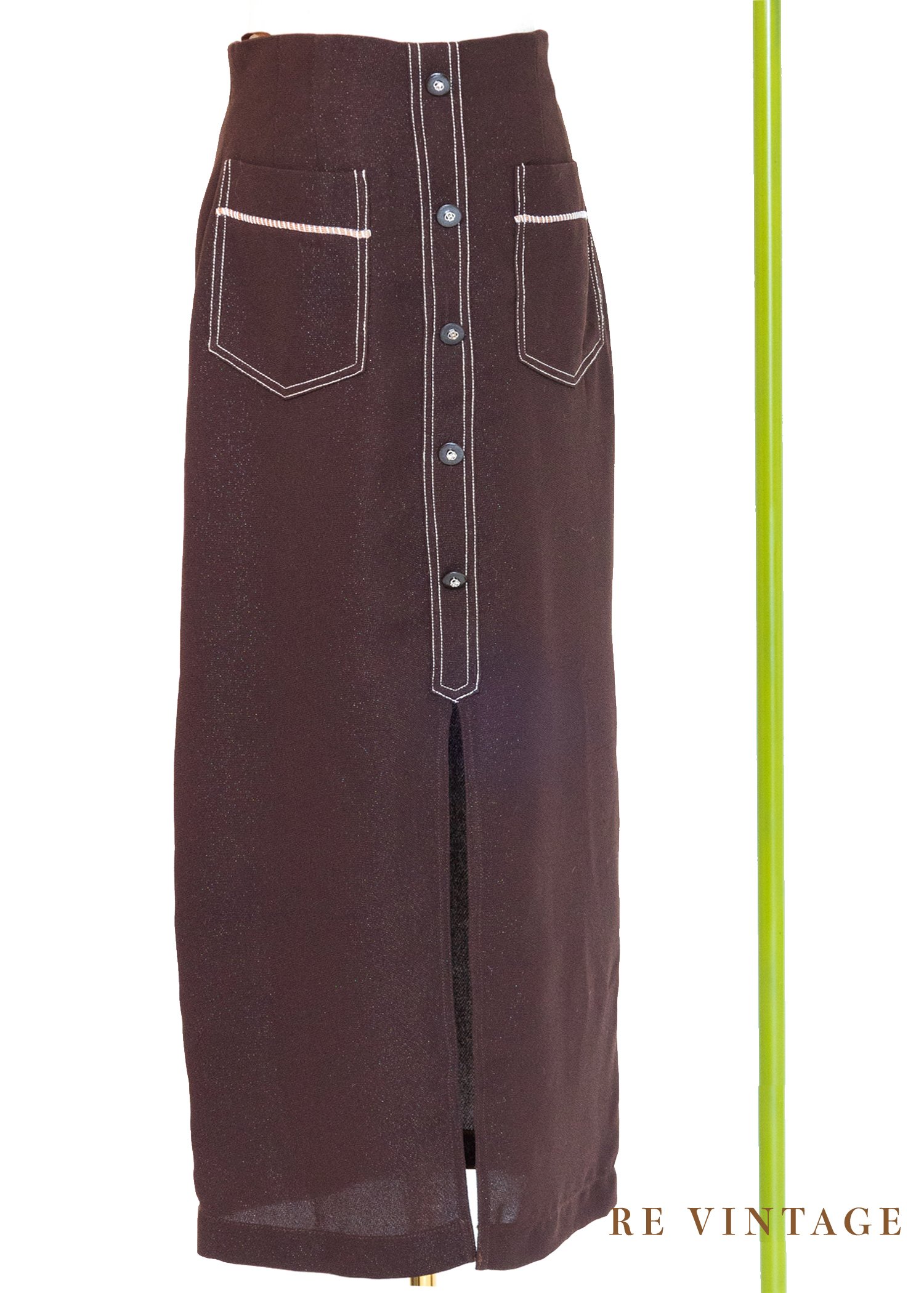 美腿吹風巧克力色開衩長裙（26"）