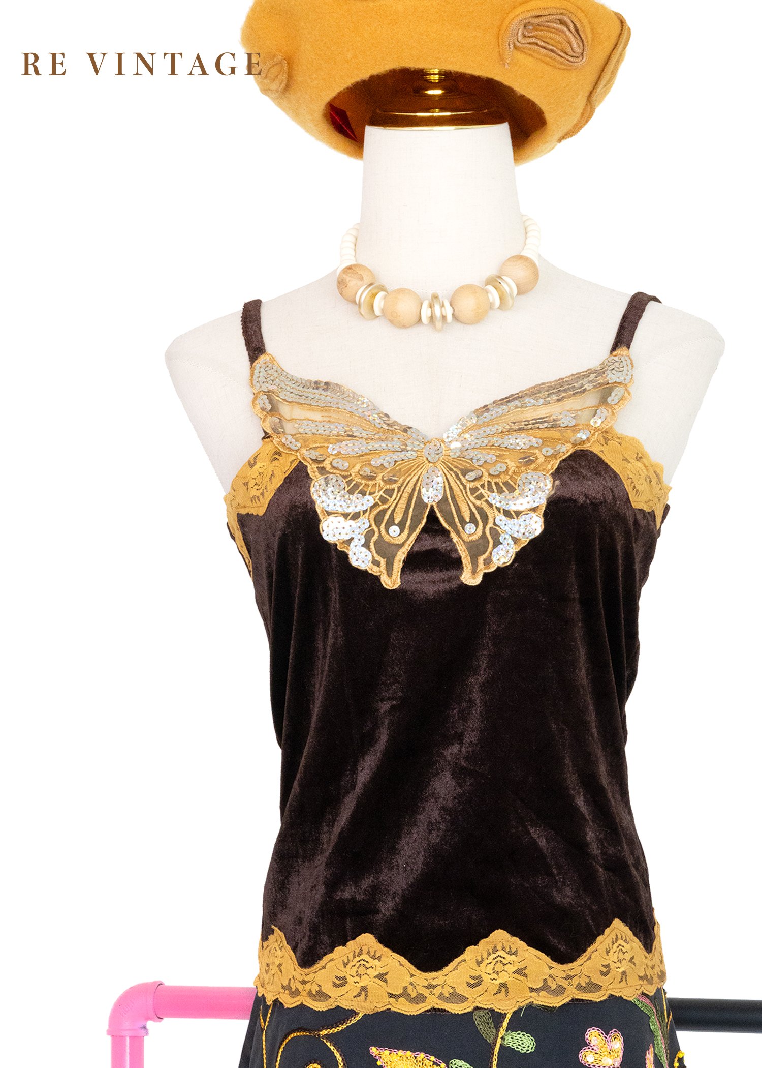 金翅蝶舞絨布小背心