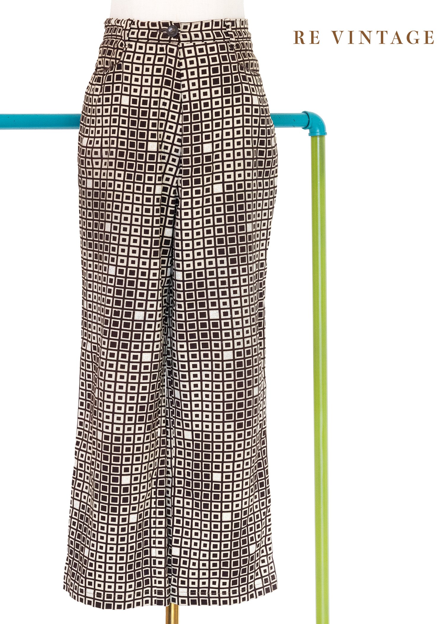 摩登復古迷宮格紋長褲（28"）