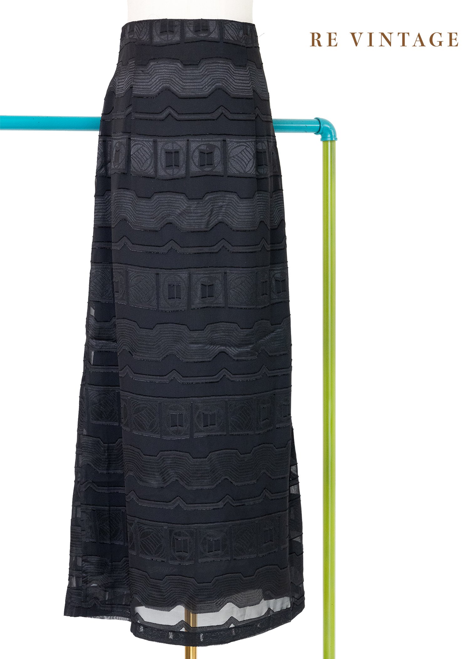 Black Sea 線條印花黑色長裙（27"）