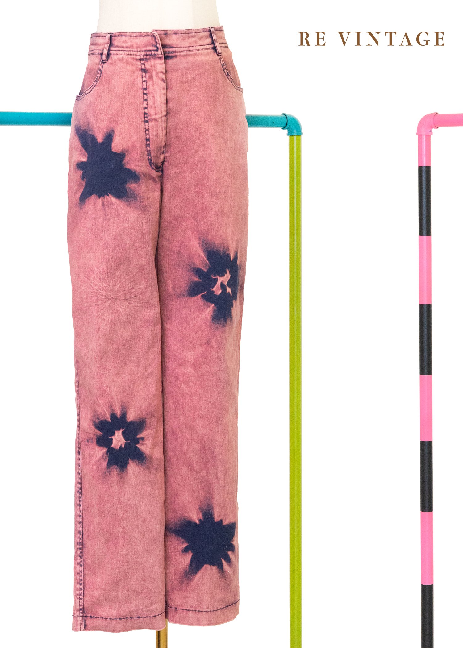 星染痕跡之花粉紅牛仔褲