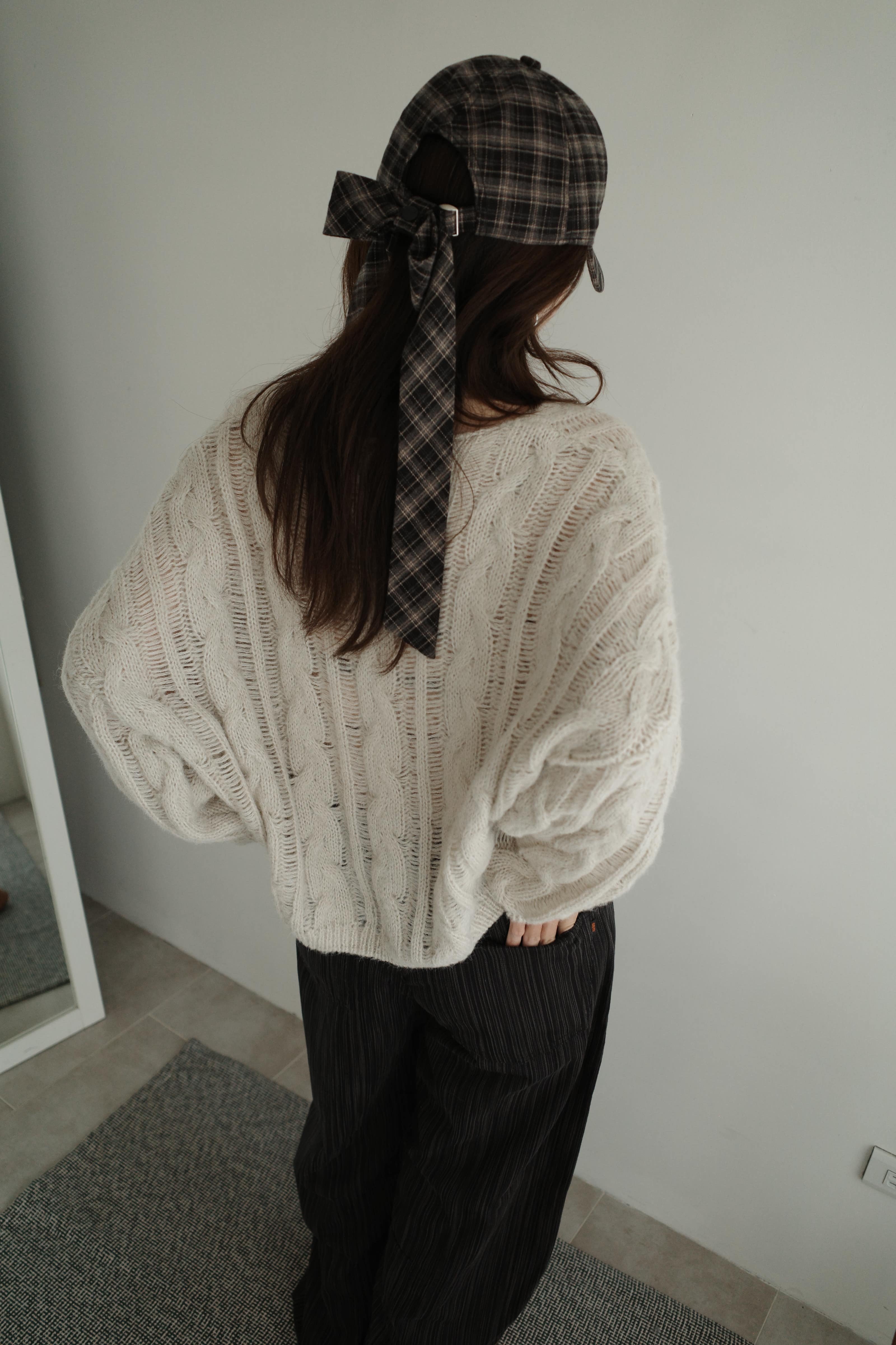 格紋蝴蝶結棒球帽（蝴蝶結可拆）