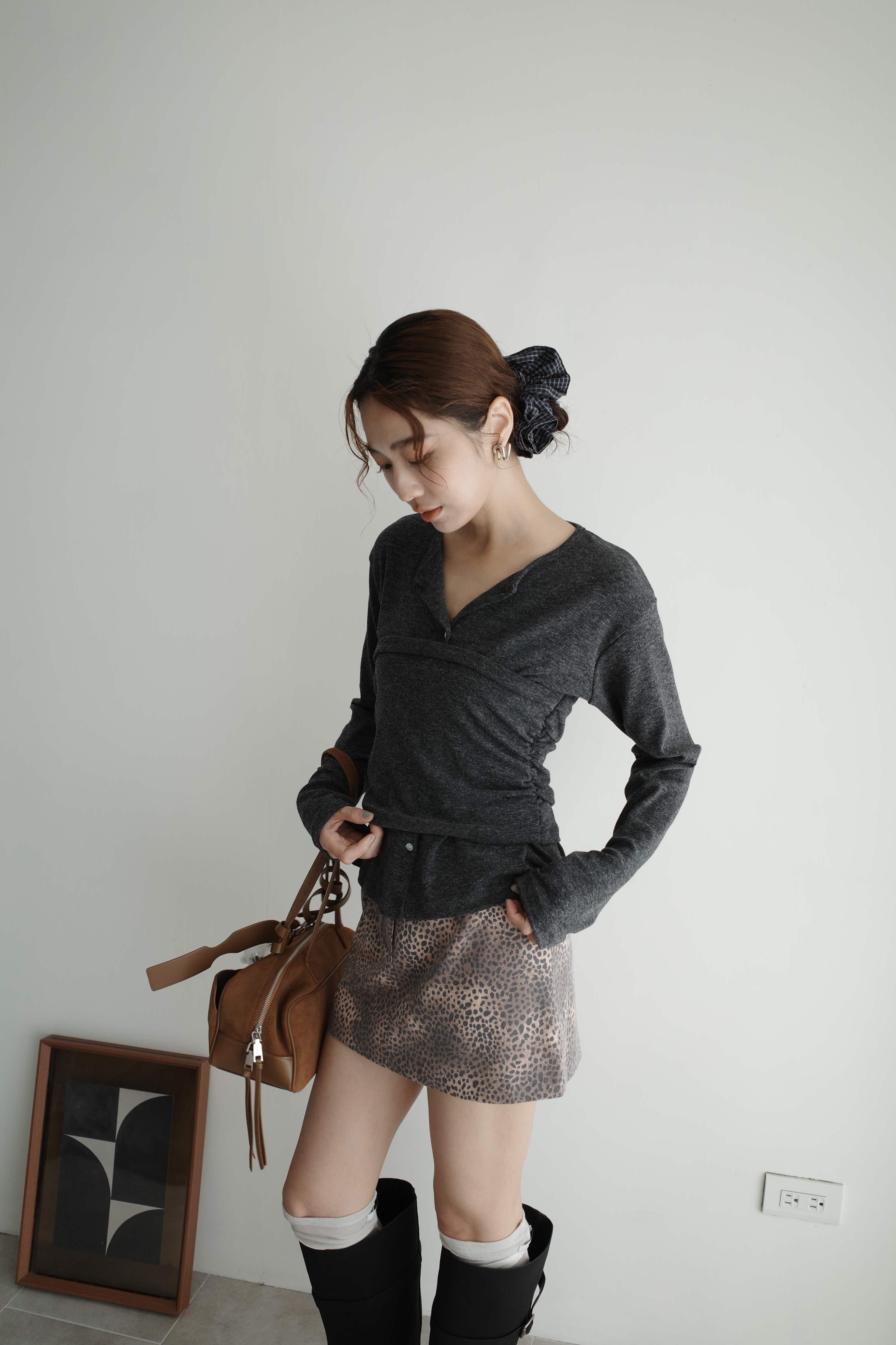 質感辣妹刷色豹紋短裙