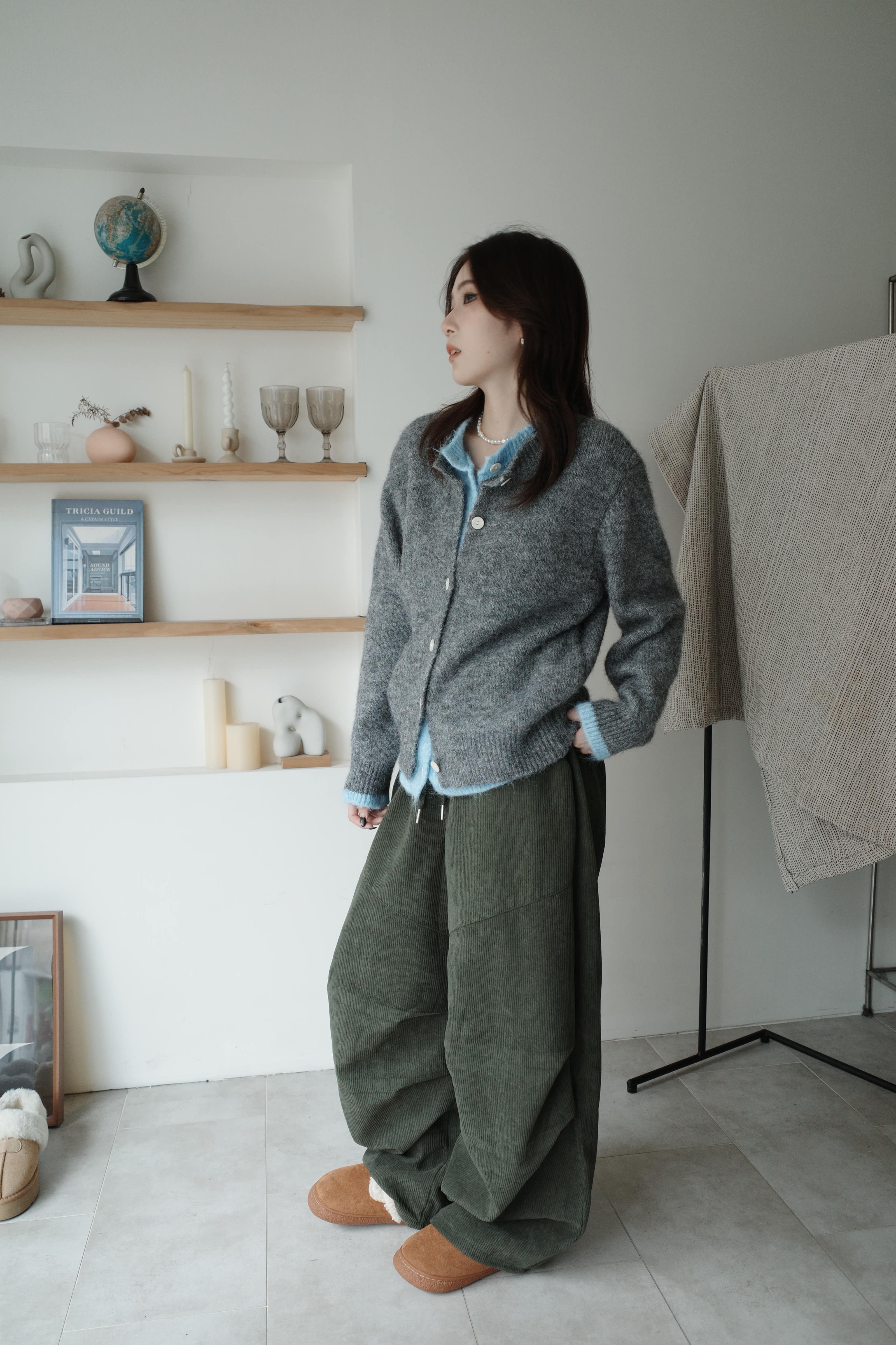 廓形燈芯絨車線工裝褲