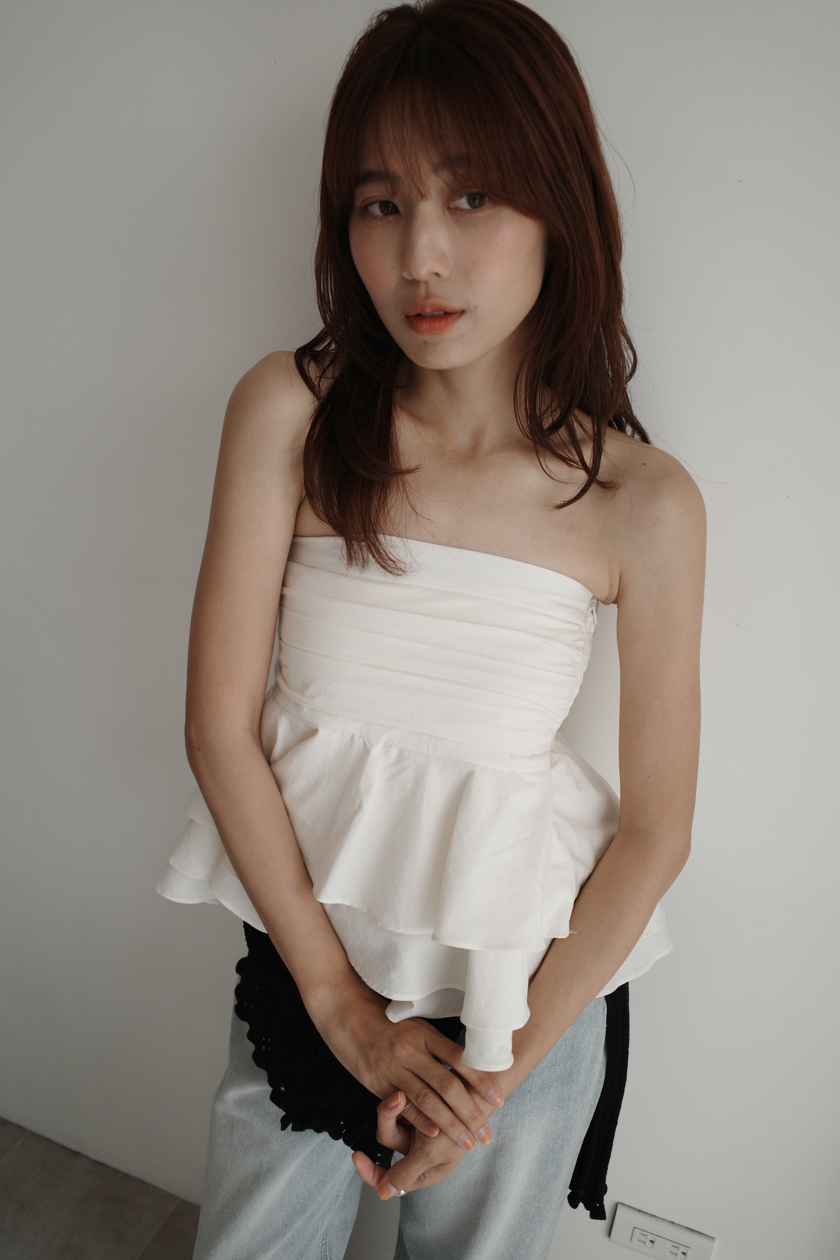 抓褶下裙擺鬆緊平口(可當短裙）