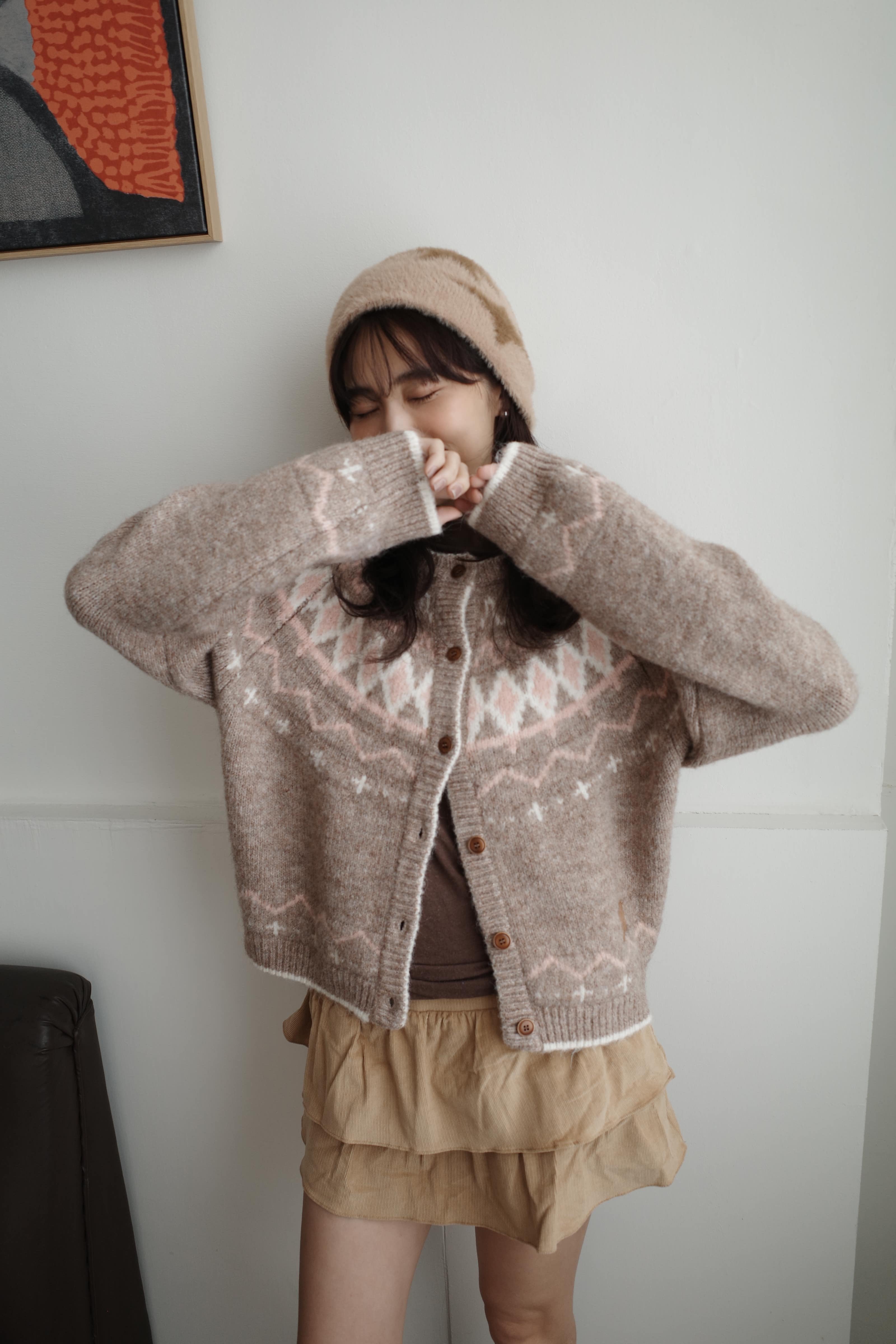 cutie!! 圖騰撞色軟料毛衣