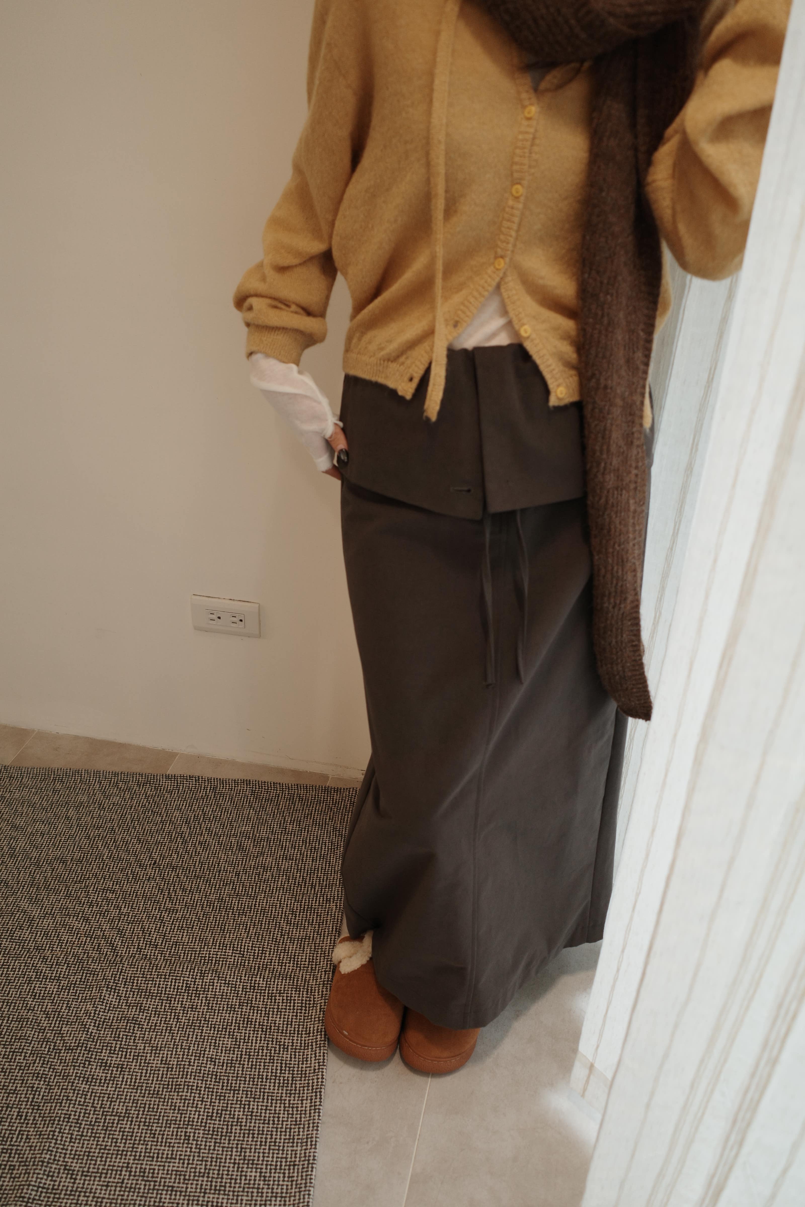 大折翻領直筒半裙