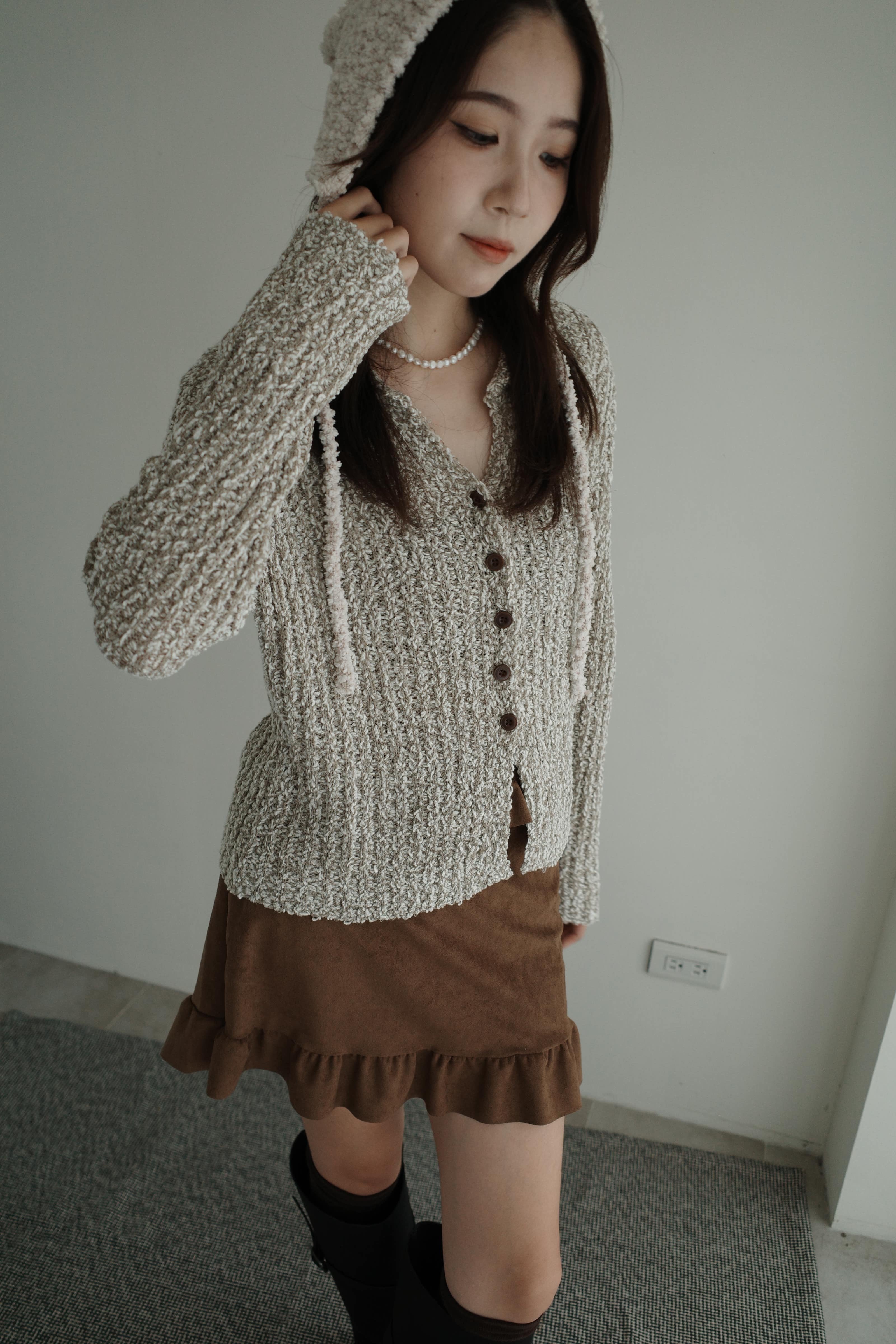 顆粒混織紋小領上衣