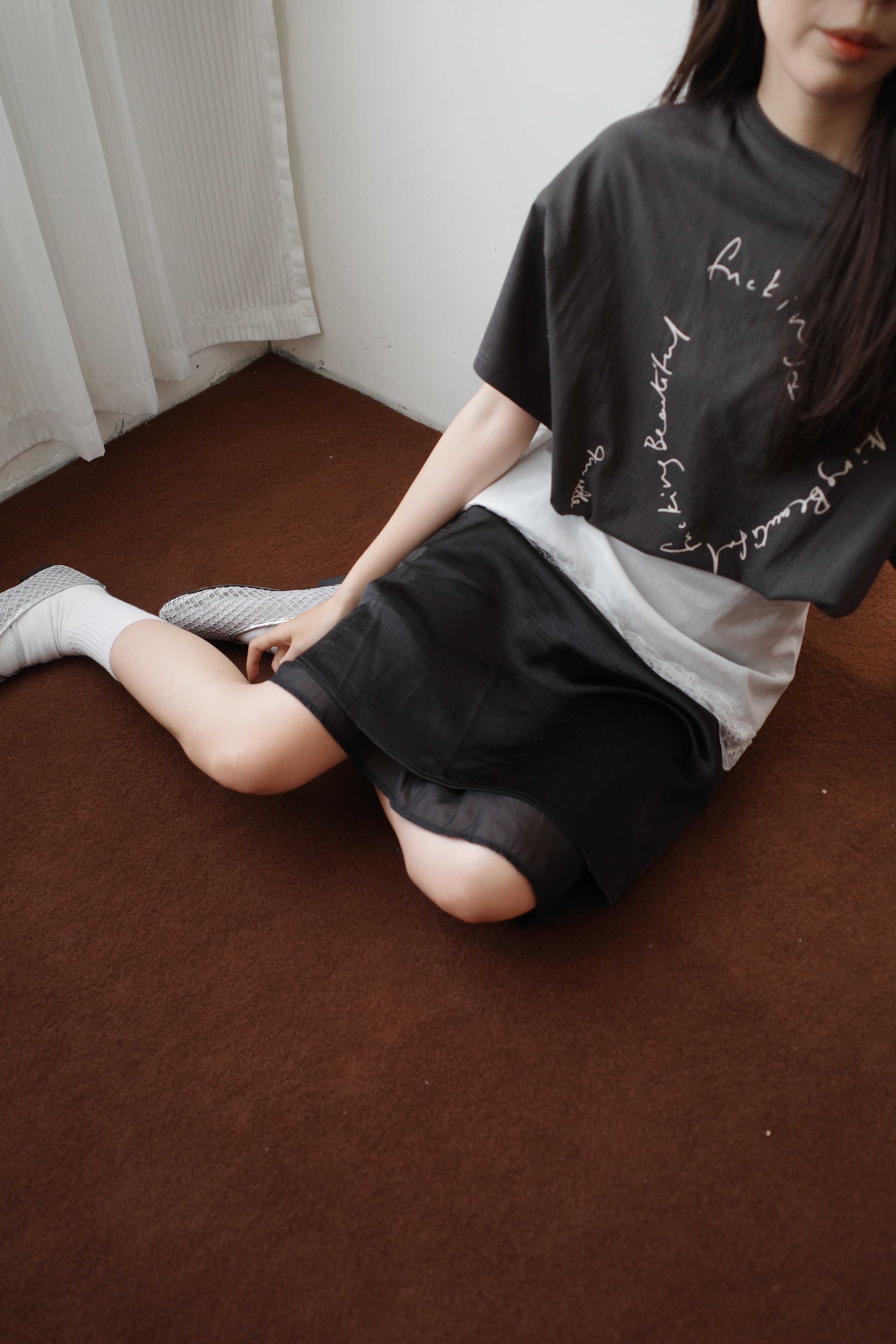 光澤雙層半裙