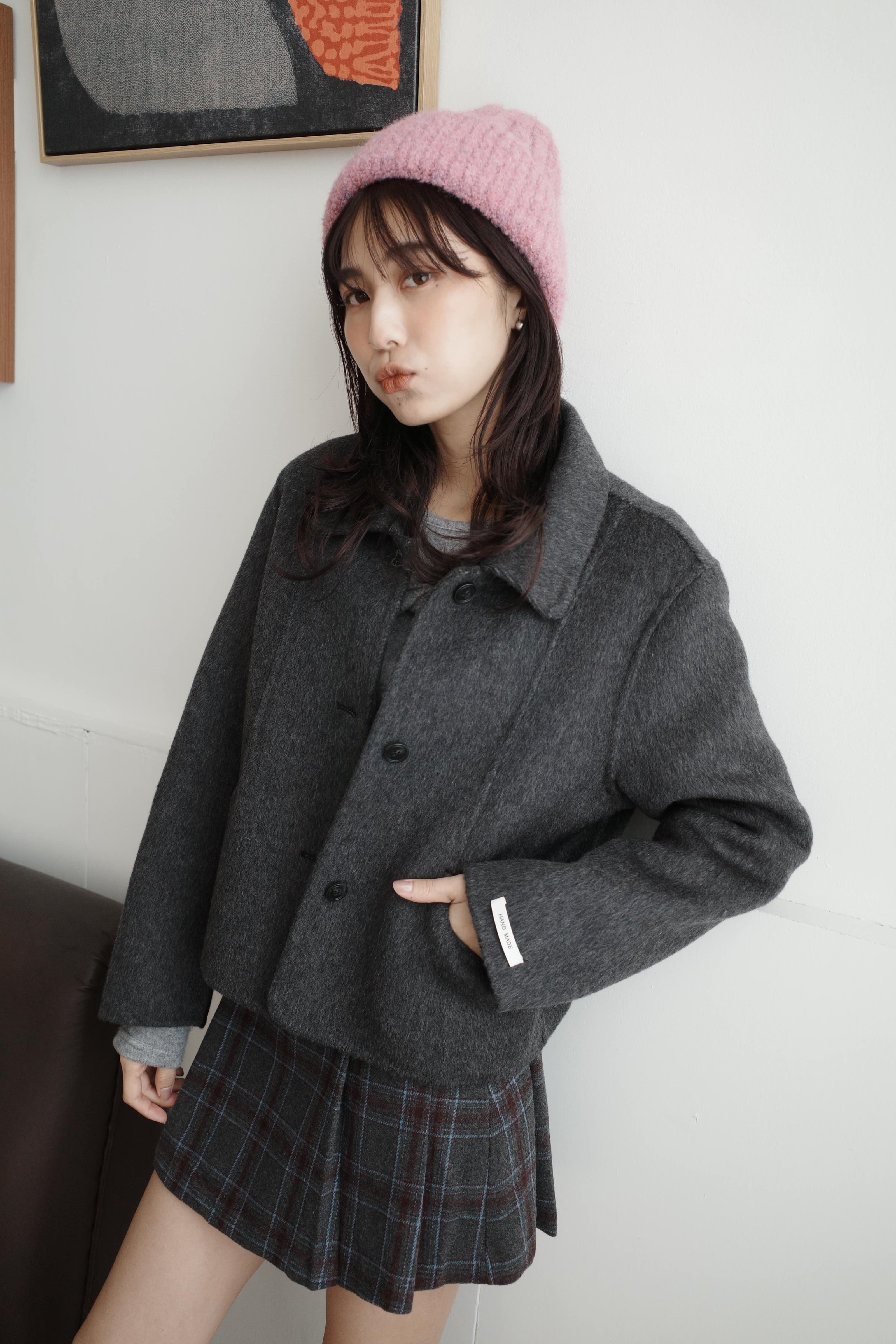 質感韓國短版手工羊毛外