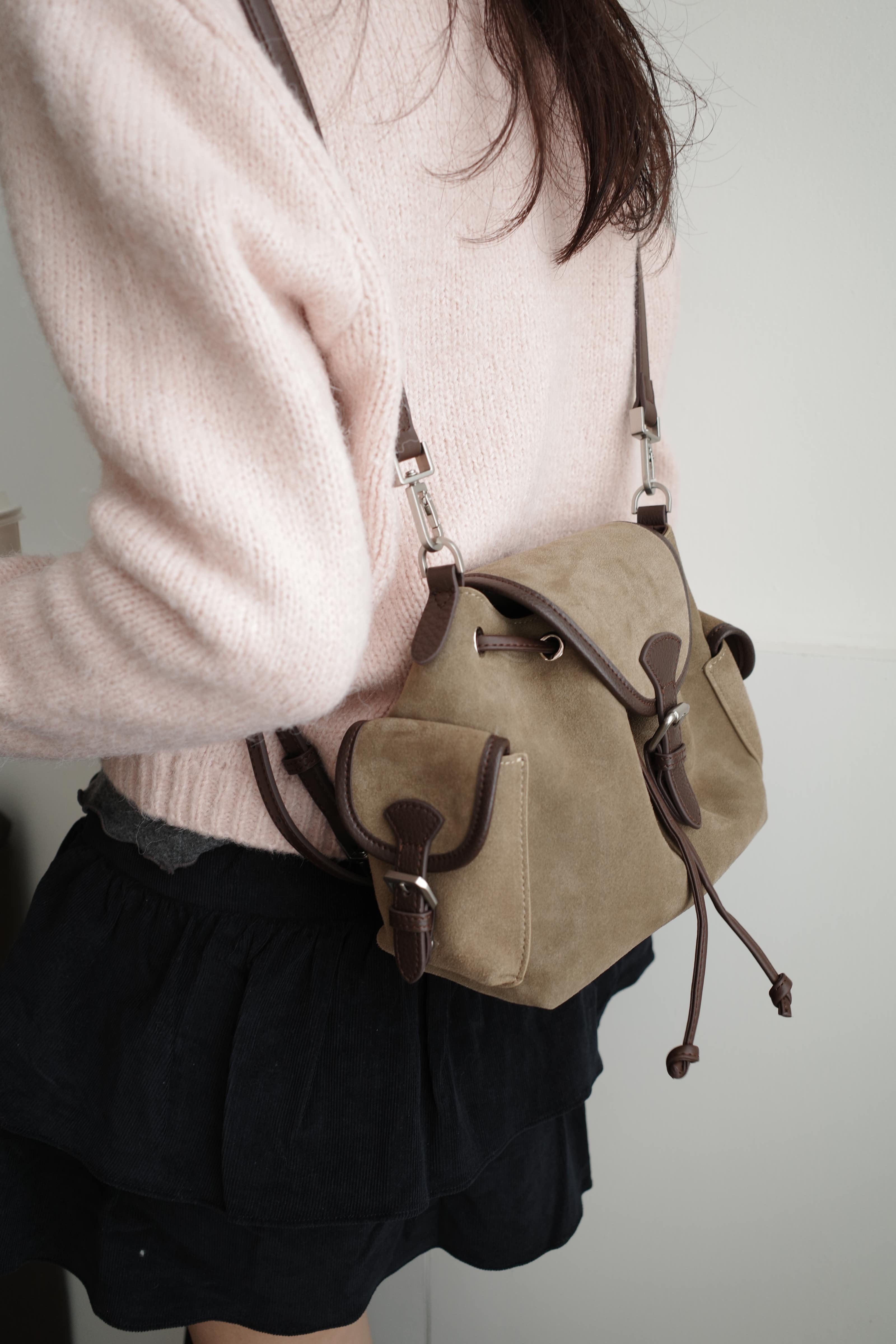 best ! 三種背法真皮麂皮水桶包-可後背