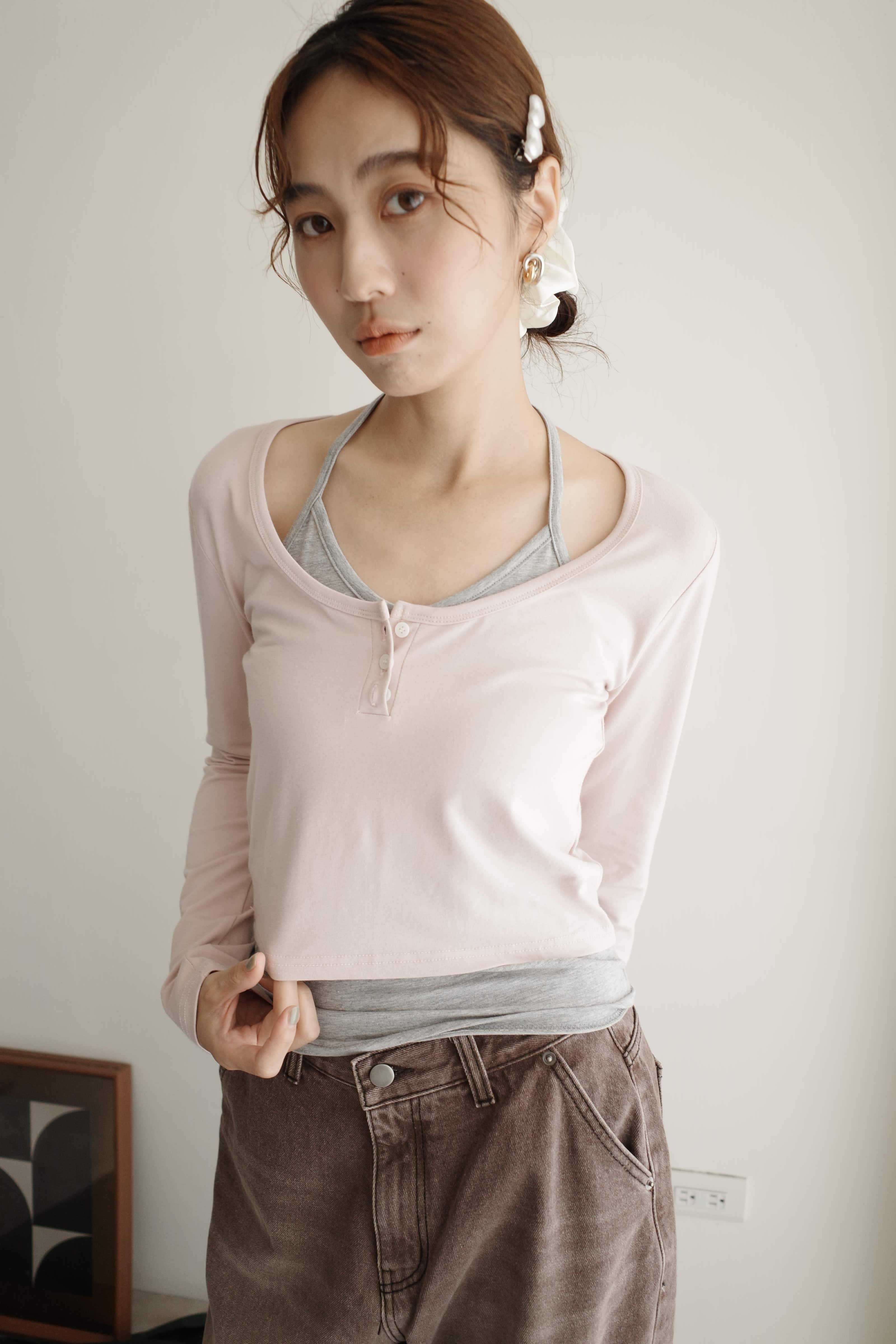 大領彈性棉質薄長袖/ 繞脖背心 (拆售）