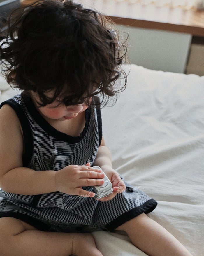 口袋條紋連身衣(2color)