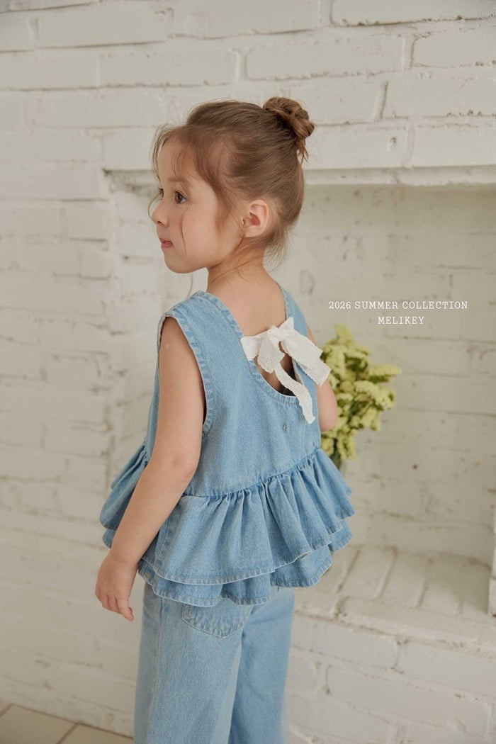 蕾絲ribbon層次蛋糕方領上衣(2color)