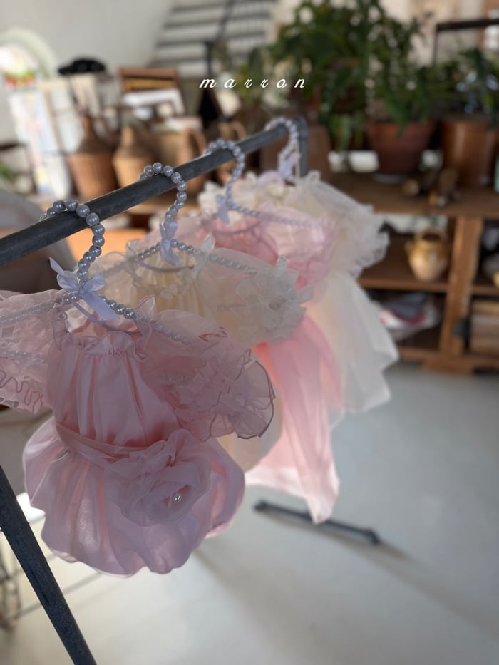 玫瑰綁帶緞紗包屁衣/洋裝