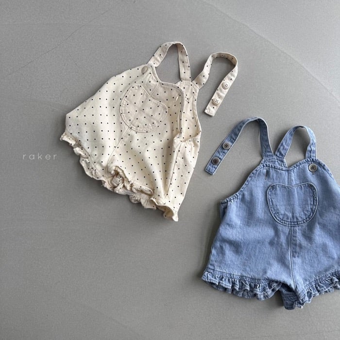 口袋捲邊吊帶褲