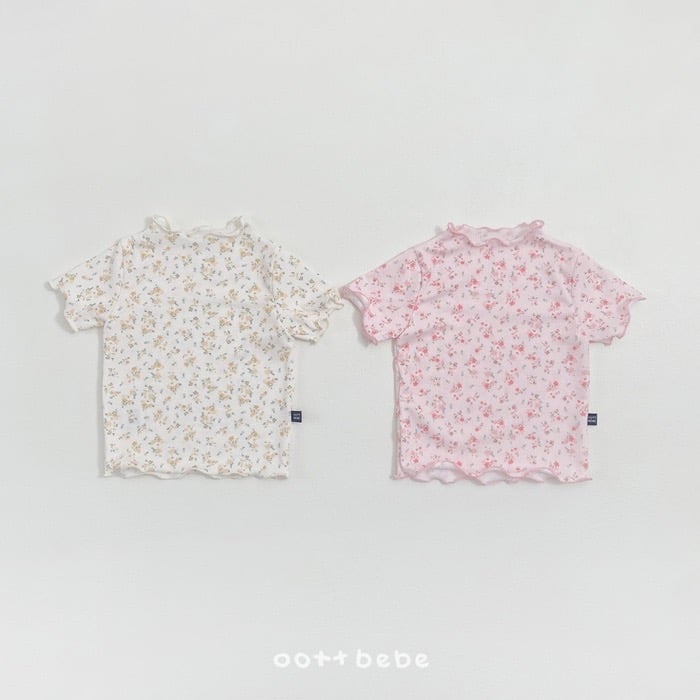 木耳捲邊花花上衣